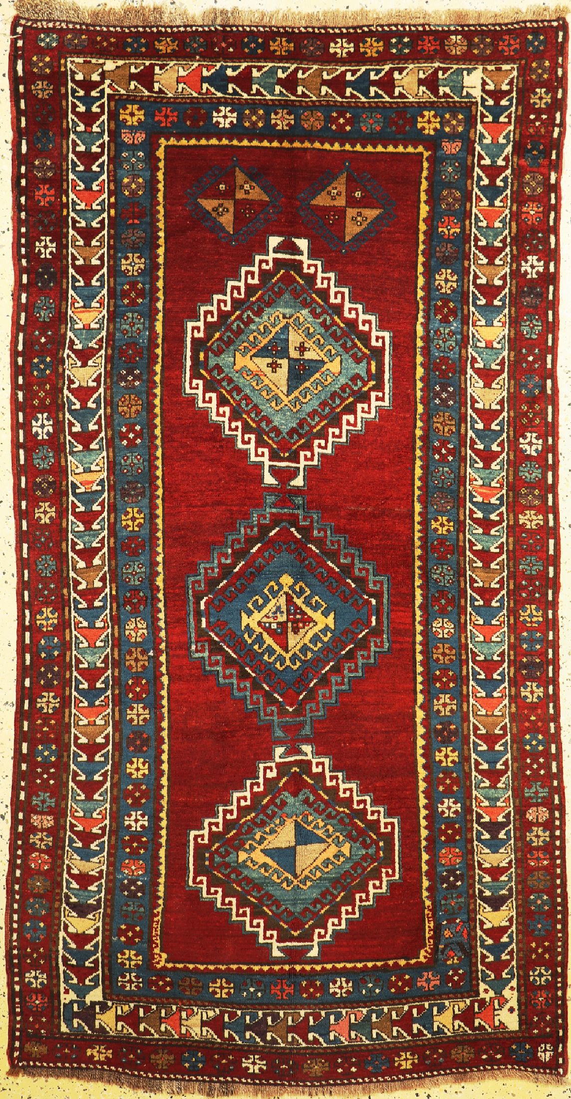 Antiker Kazak, Kaukasus, um 1900, Wolle aufWolle, ca. 230 x 122 cm, EHZ: 2, minimal restauriert