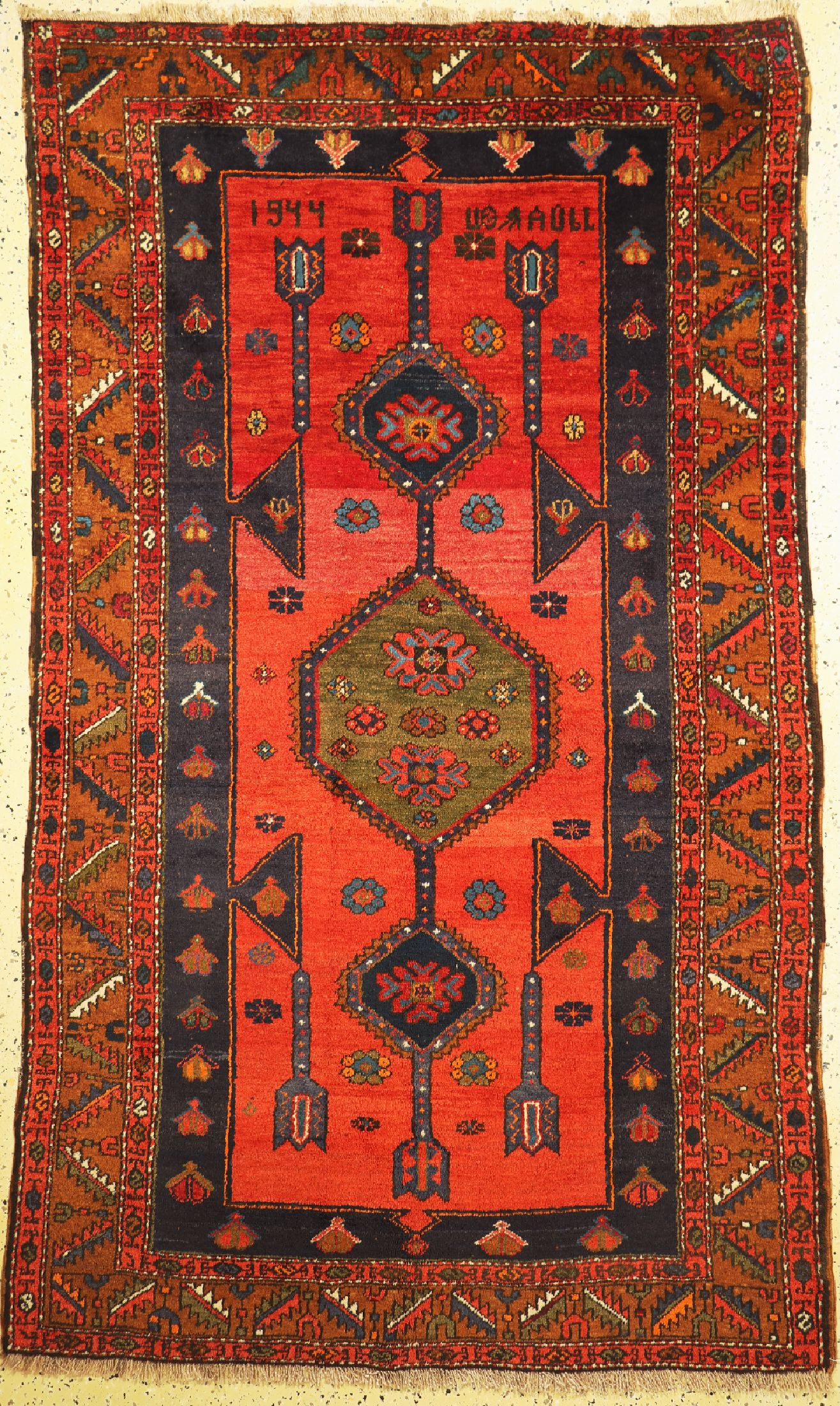 Kazak alt, Kaukasus, datiert(1944), Wolle auf Wolle, ca. 245 x 155 cm, EHZ: 2, restauriert