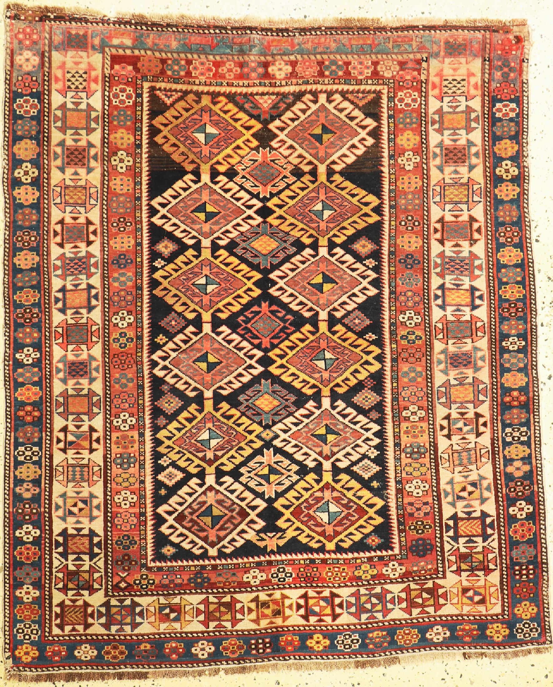 Antiker Schirwan, Kaukasus, 19.Jhd, Wolle auf Wolle, ca. 155 x 125 cm, EHZ: 3, restauriert