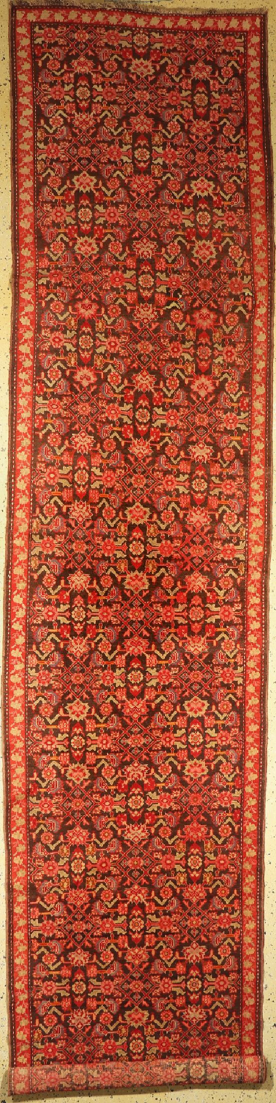 Antiker Karabagh, Kaukasus, um 1900, Wolle auf Wolle, ca. 480 x 106 cm, EHZ: 2-3, restauriert