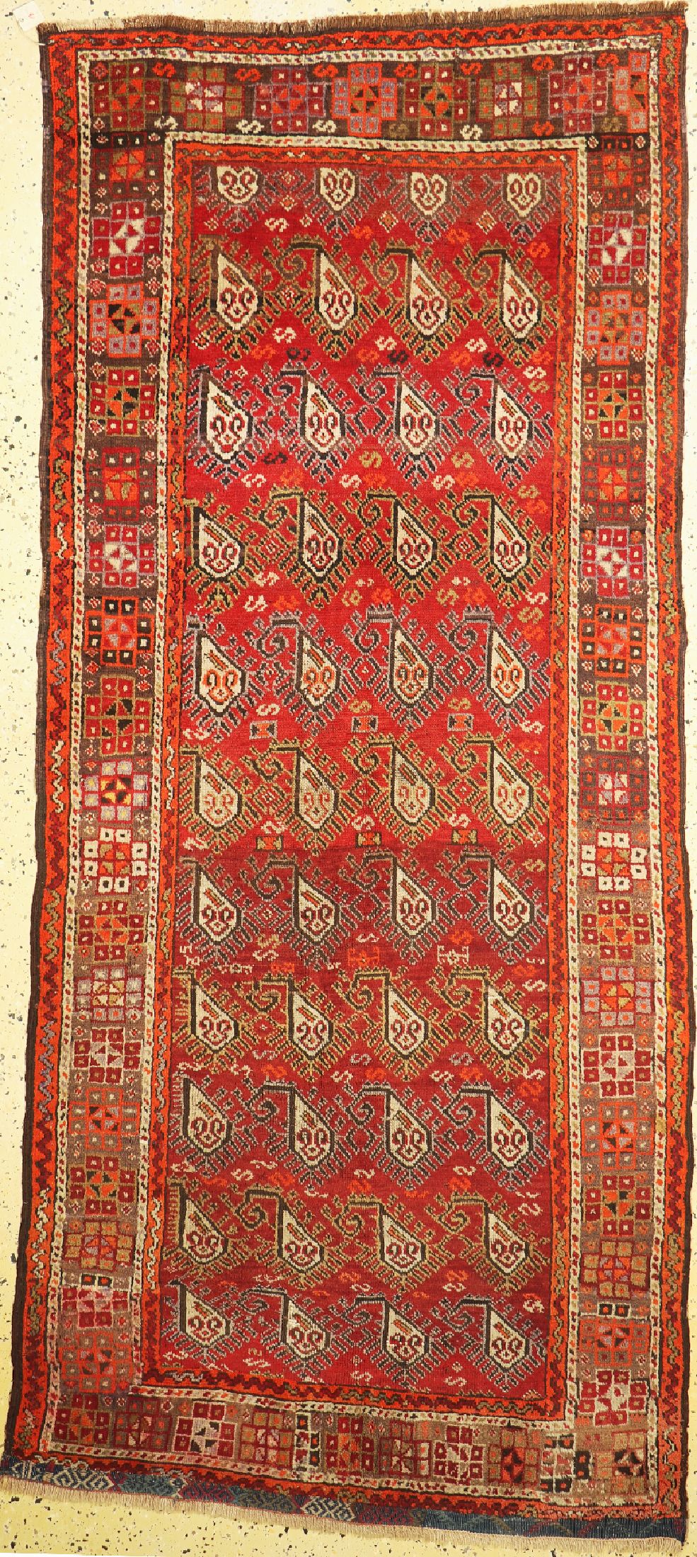 Antiker Yürük, Türkei, um 1900, Wolle auf Wolle, ca. 255 x 115 cm, EHZ: 2-3, restauriert