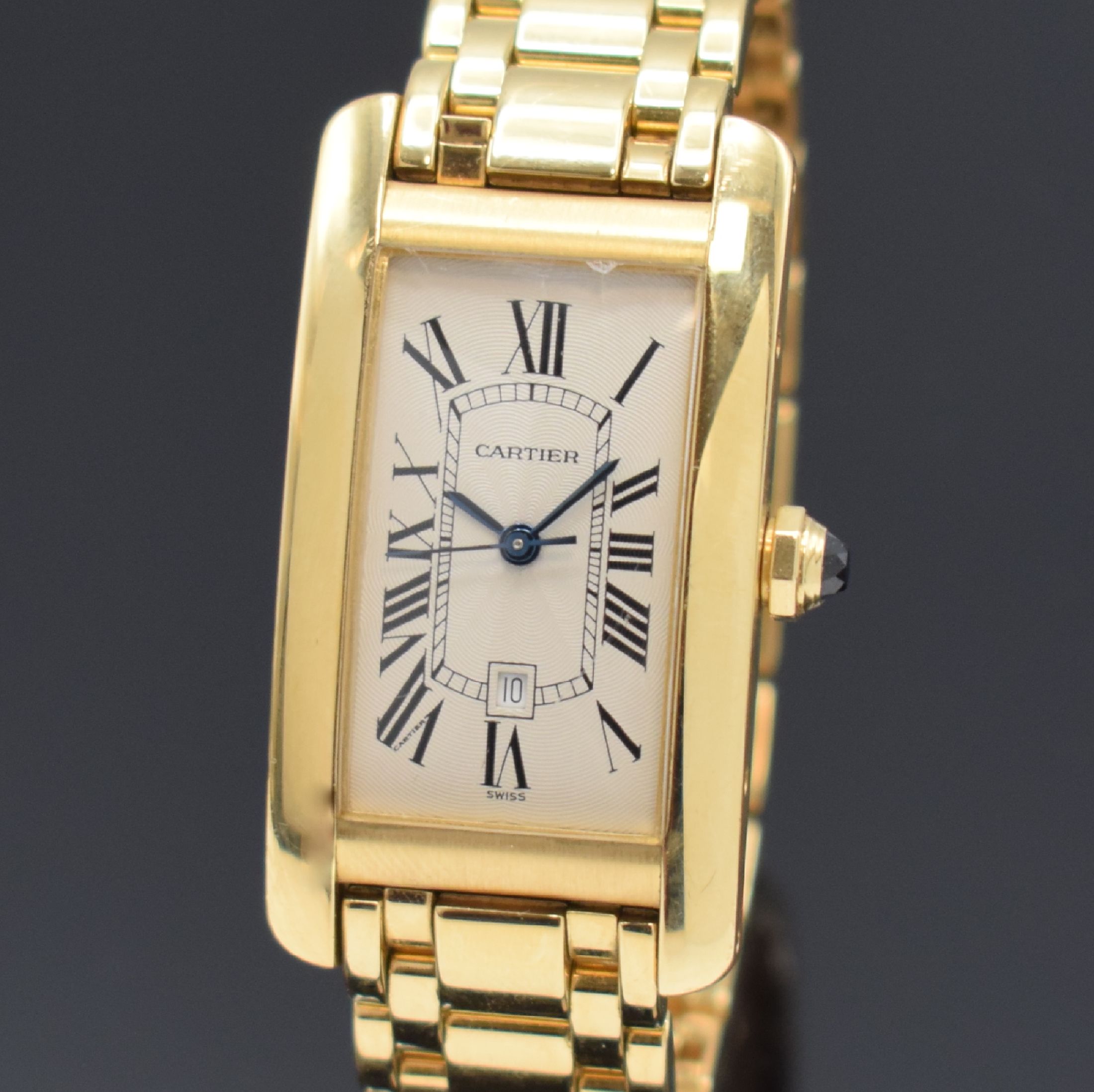 Detail a: CARTIER Armbanduhr Tank Americaine in GG 750/000 Referenz 1725, Automatik, Schweiz verk. lt. beil. Zertifikat 12/1996, Geh. inkl. orig. Gliederband ...
