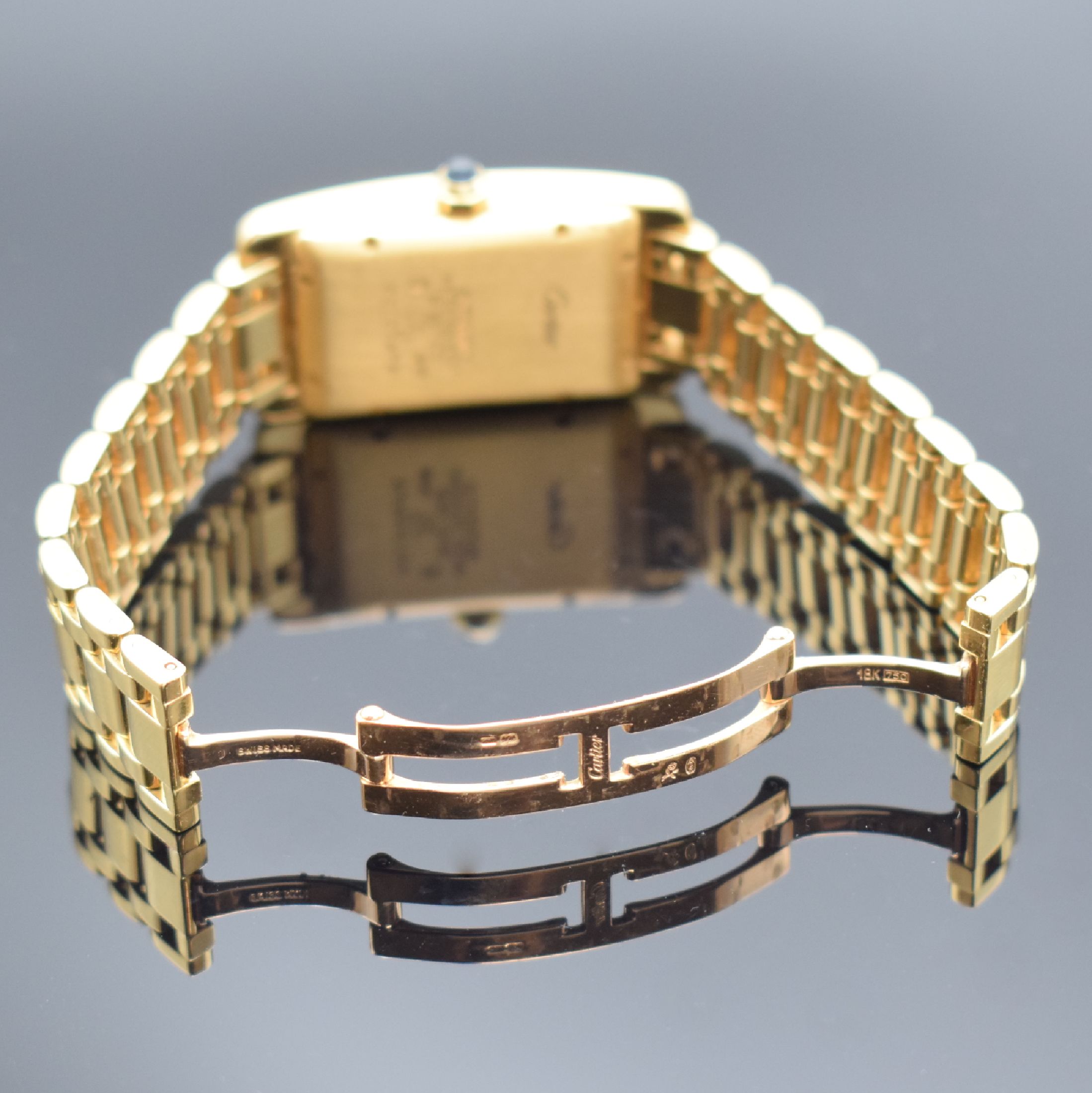 Detail b: CARTIER Armbanduhr Tank Americaine in GG 750/000 Referenz 1725, Automatik, Schweiz verk. lt. beil. Zertifikat 12/1996, Geh. inkl. orig. Gliederband ...