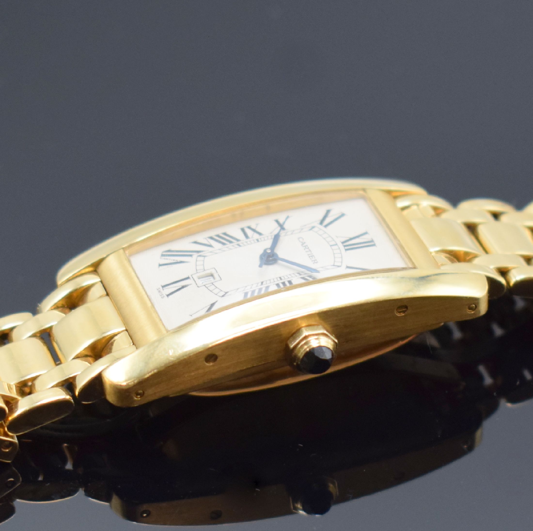 Detail c: CARTIER Armbanduhr Tank Americaine in GG 750/000 Referenz 1725, Automatik, Schweiz verk. lt. beil. Zertifikat 12/1996, Geh. inkl. orig. Gliederband ...