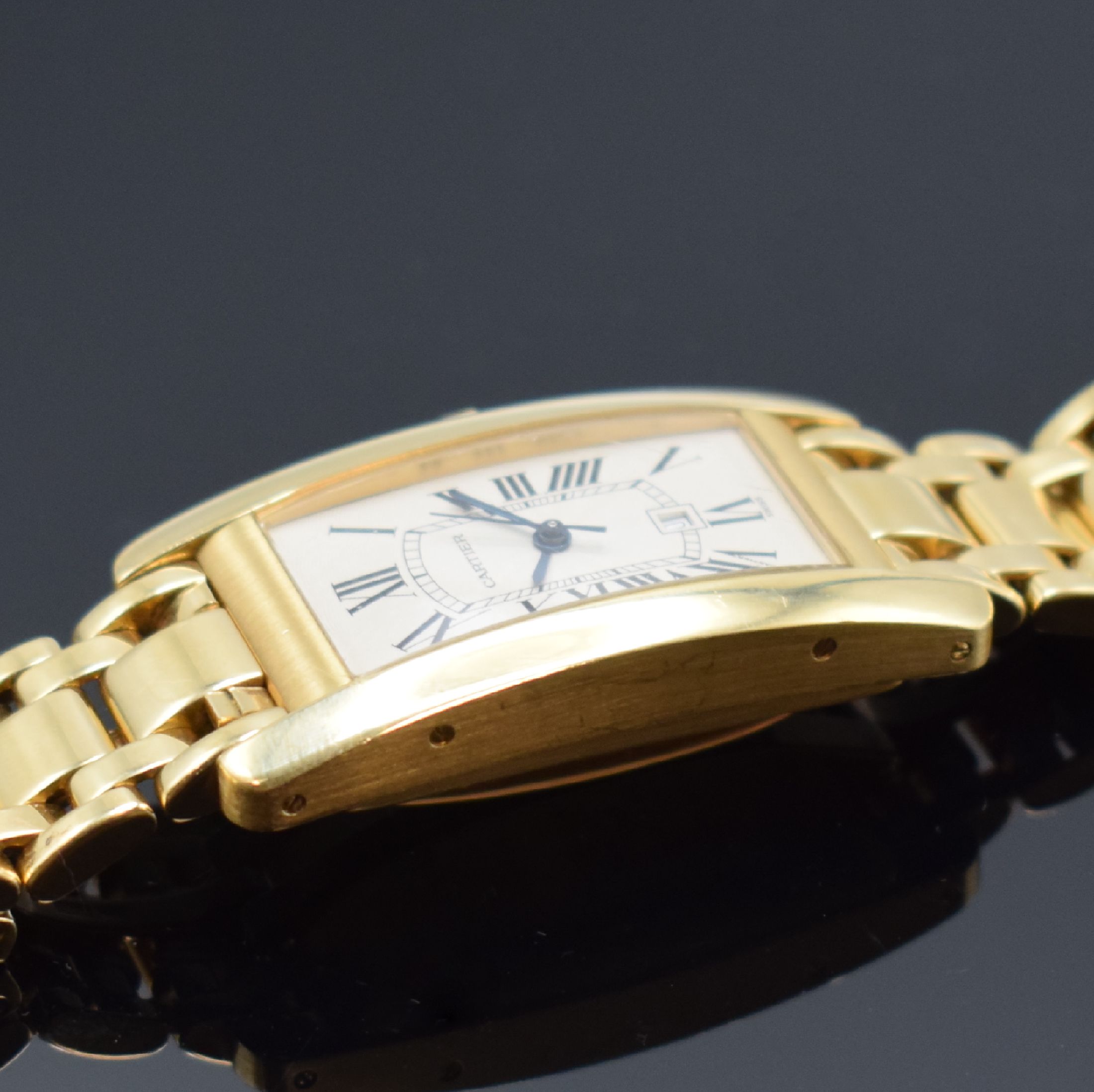 Detail d: CARTIER Armbanduhr Tank Americaine in GG 750/000 Referenz 1725, Automatik, Schweiz verk. lt. beil. Zertifikat 12/1996, Geh. inkl. orig. Gliederband ...