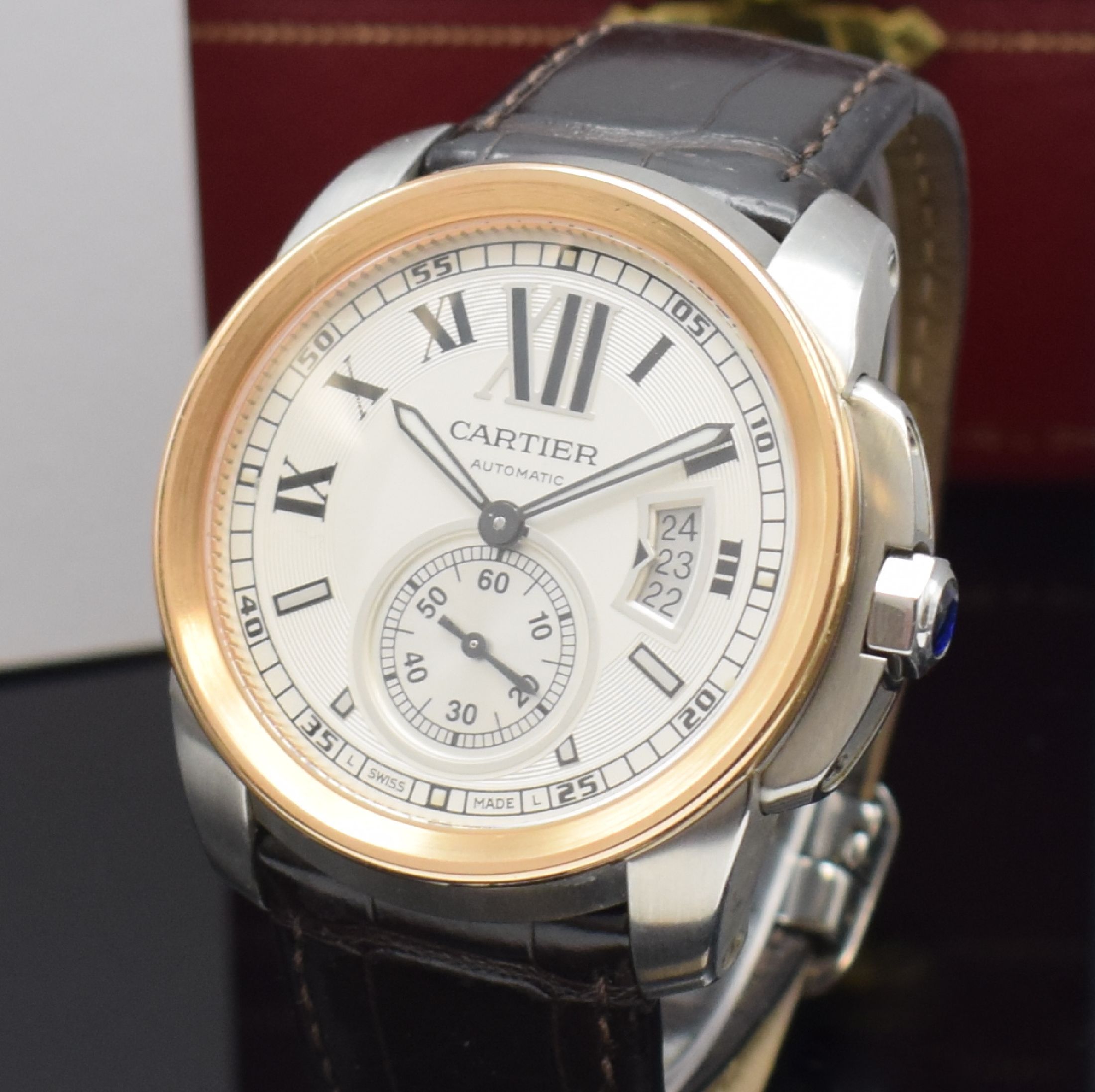 Detail a: CARTIER Herrenarmbanduhr Serie Calibre De Cartier Referenz W7100011, Automatik, Edelstahlgeh. inkl. orig. Lederband m. Faltschl., beids. vergl., ...