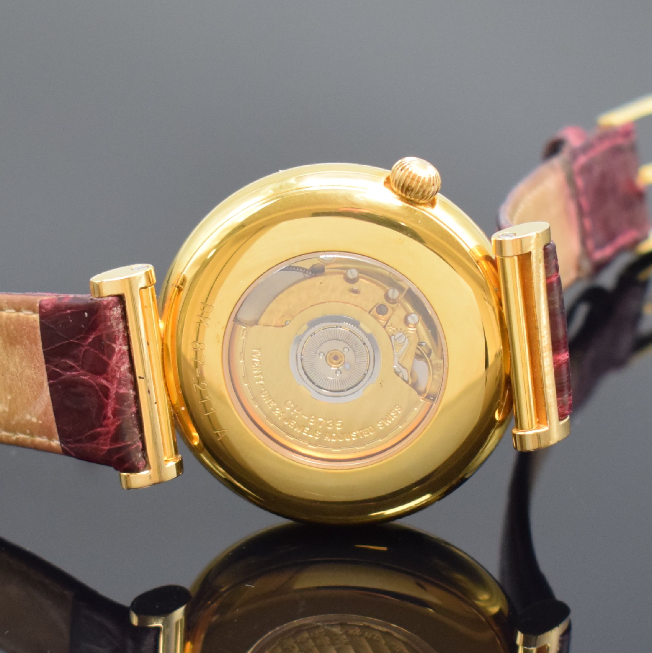 Detail c: KELEK Herrenarmbanduhr mit 5- Minutenrepetition Referenz DK 87-211 A, Schweiz 1990er Jahre, Automatik, verg., beids. vergl. Gehäuse, orig. Lederband ...