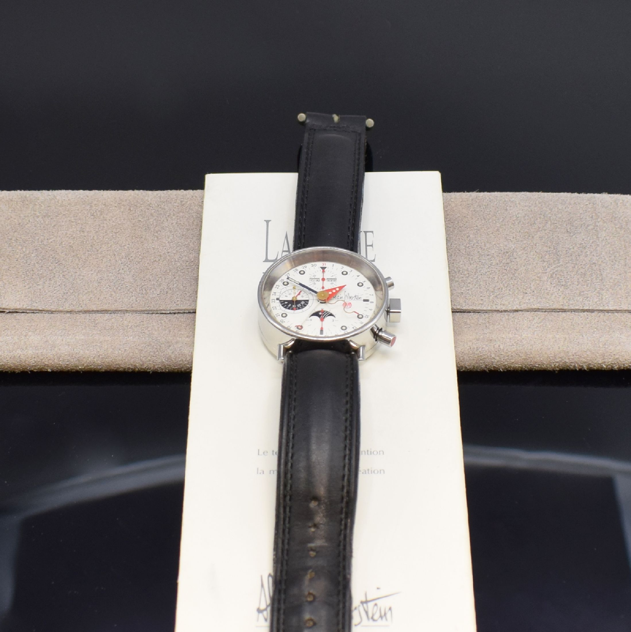 Detail f: ALAIN SILBERSTEIN Armbandchronograph KRONO2, Automatik, Frankreich um 1993, Edelstahlgeh. inkl. orig. Lederband (zu ers.), beids. vergl., Boden ...