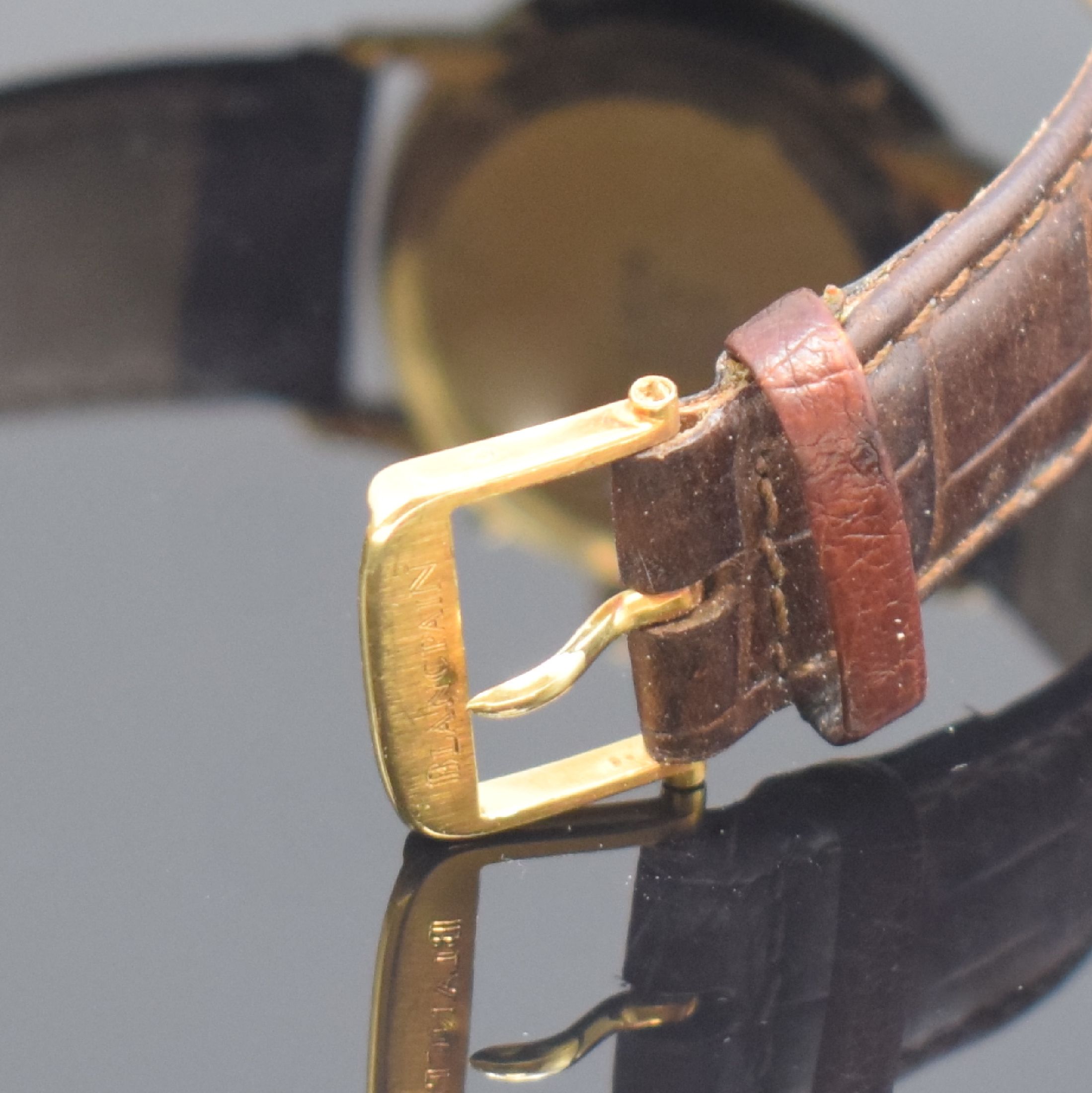 Detail b: BLANCPAIN hochfeine astronomische Herrenarmbanduhr in GG 750/000, Automatik, Schweiz um 1985, 3-teil. Geh. inkl. Lederband m. orig. Dornschl. in GG ...