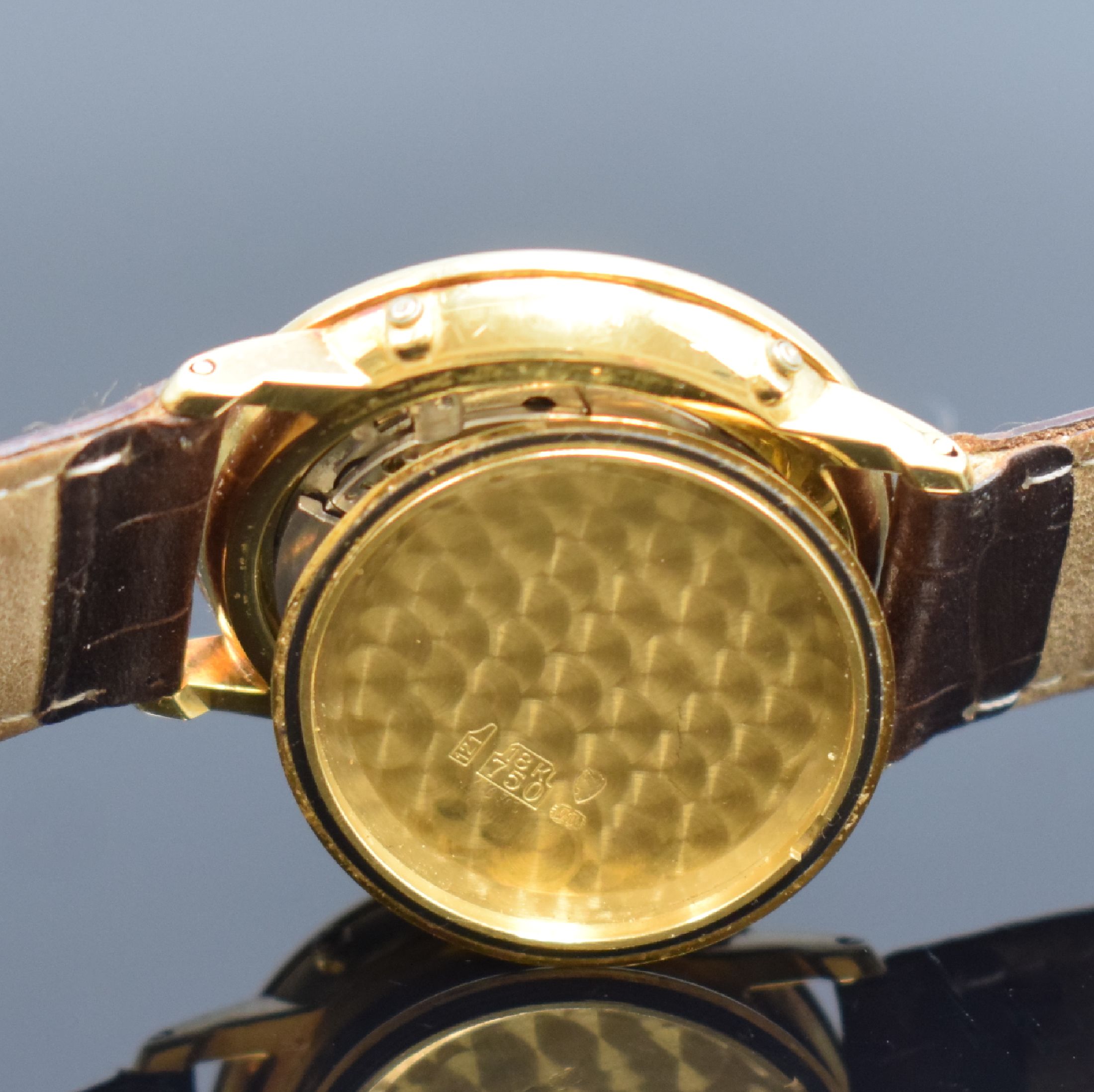 Detail h: BLANCPAIN hochfeine astronomische Herrenarmbanduhr in GG 750/000, Automatik, Schweiz um 1985, 3-teil. Geh. inkl. Lederband m. orig. Dornschl. in GG ...