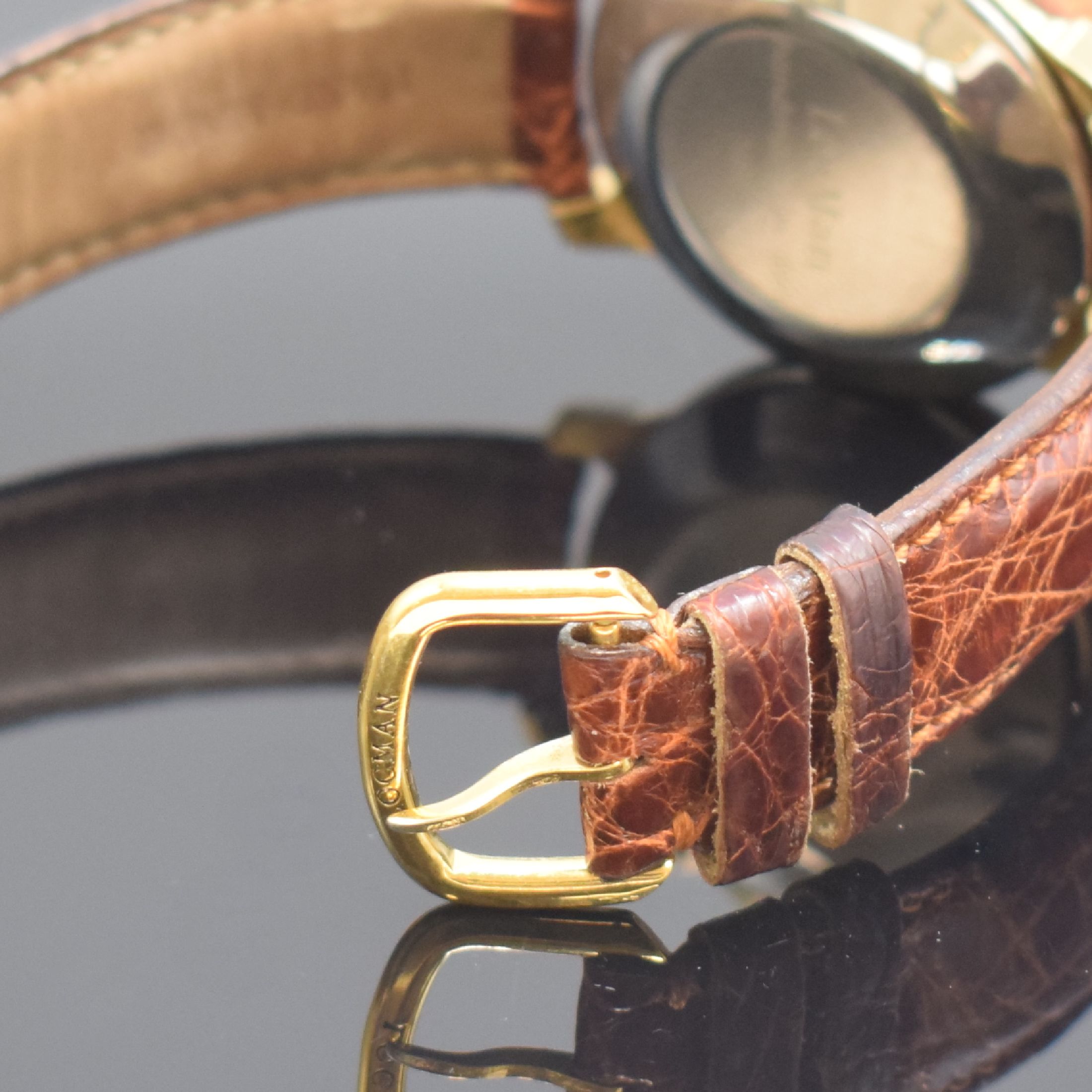 Detail b: LOCMAN seltener Armbandchronograph, Automatik, Schweiz / Italien, Automatik, verg. Geh., Edelstahlboden und Wurzelholz-Lünette aufgedr., Krone ...