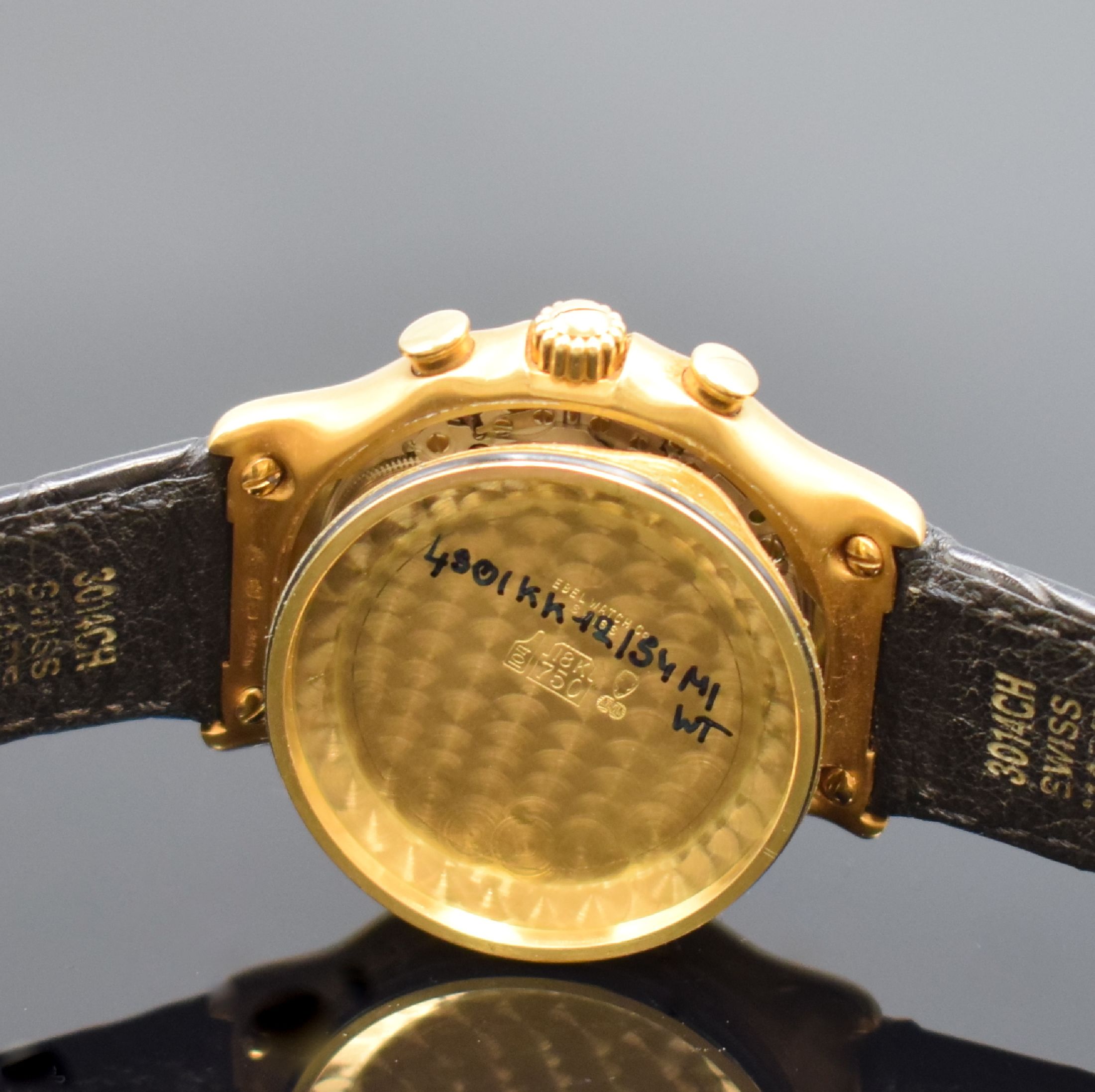 Detail g: EBEL El Primero Schaltradchronograph in GG 750/000 Referenz 8134901, Automatik, Boden aufgedr., orig. Lederband m. verg. orig. Dornschl., Saphirglas, ...