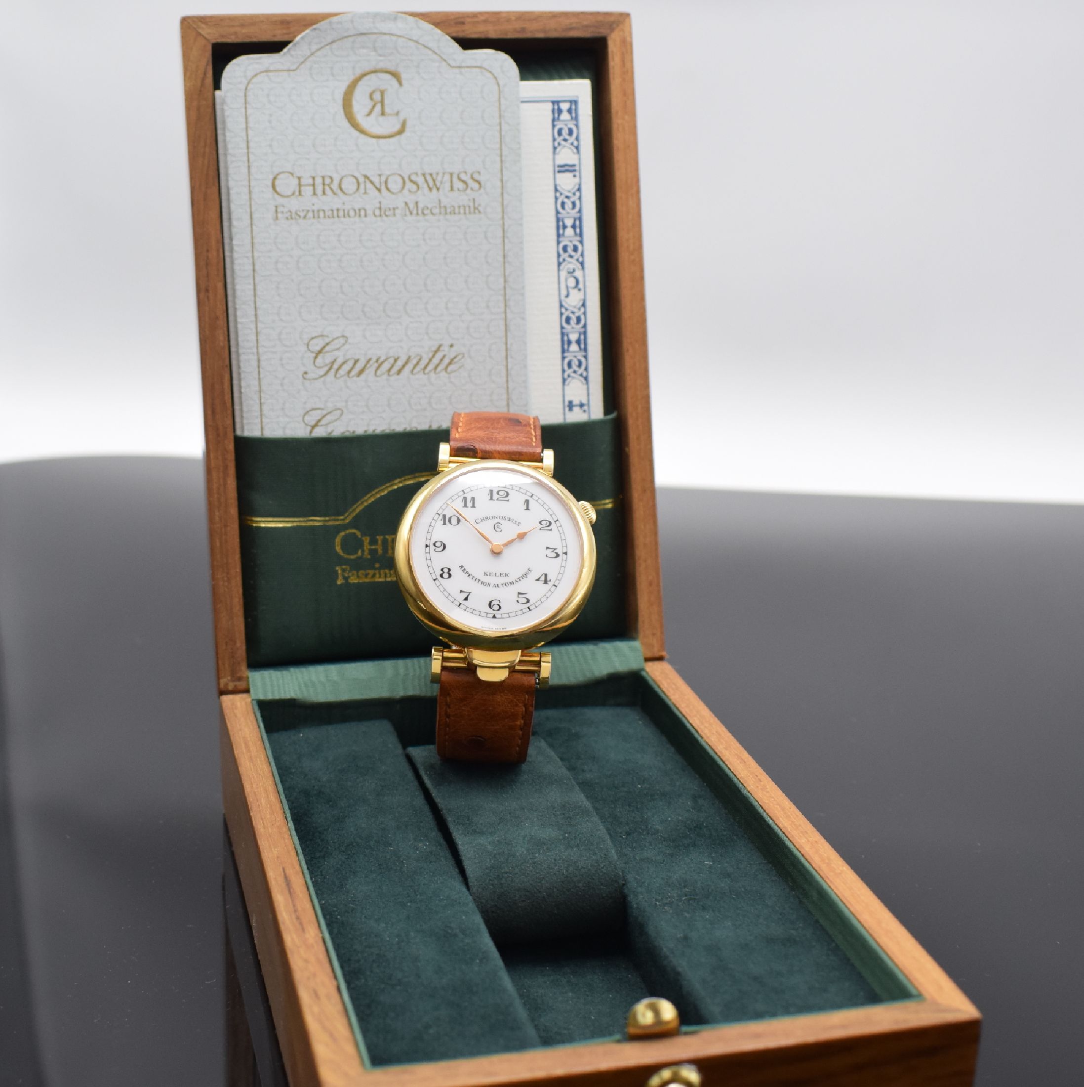 Detail a: CHRONOSWISS / KELEK Herrenarmbanduhr mit 5- Minutenrepetition Referenz CH 8735, Schweiz um 1993, Automatik, verg., beids. vergl. Gehäuse, orig. ...