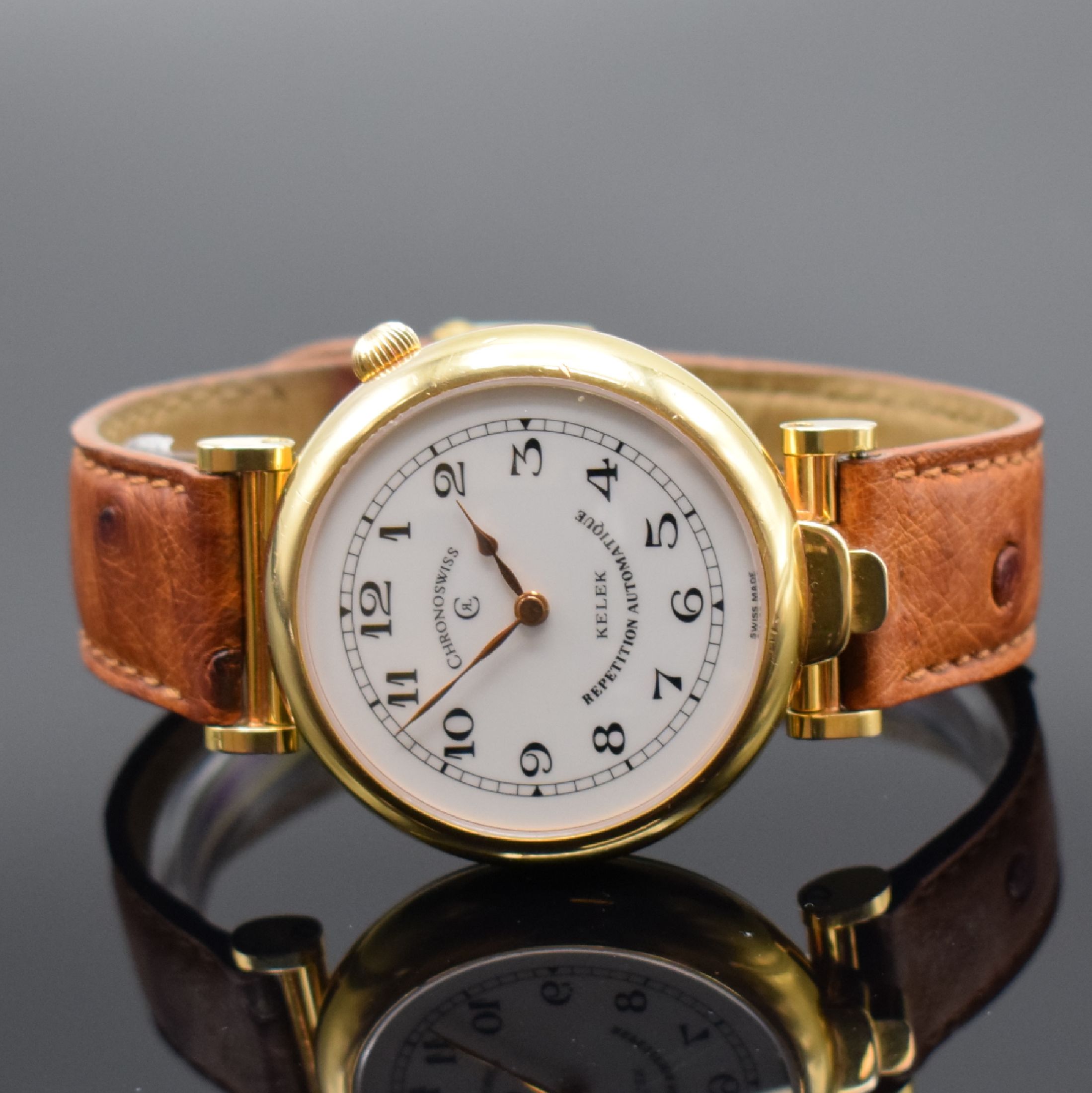Detail b: CHRONOSWISS / KELEK Herrenarmbanduhr mit 5- Minutenrepetition Referenz CH 8735, Schweiz um 1993, Automatik, verg., beids. vergl. Gehäuse, orig. ...