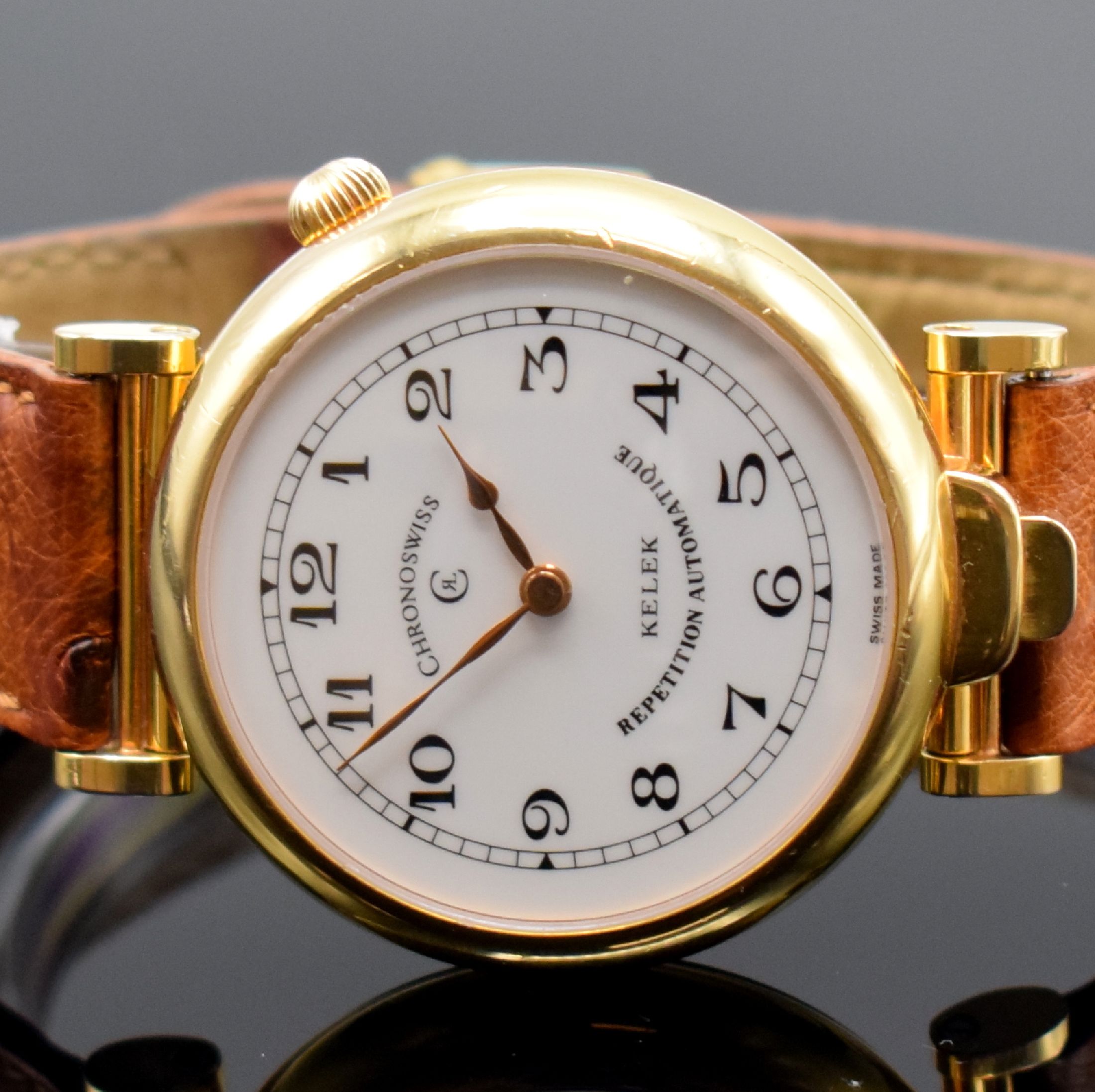 Detail c: CHRONOSWISS / KELEK Herrenarmbanduhr mit 5- Minutenrepetition Referenz CH 8735, Schweiz um 1993, Automatik, verg., beids. vergl. Gehäuse, orig. ...