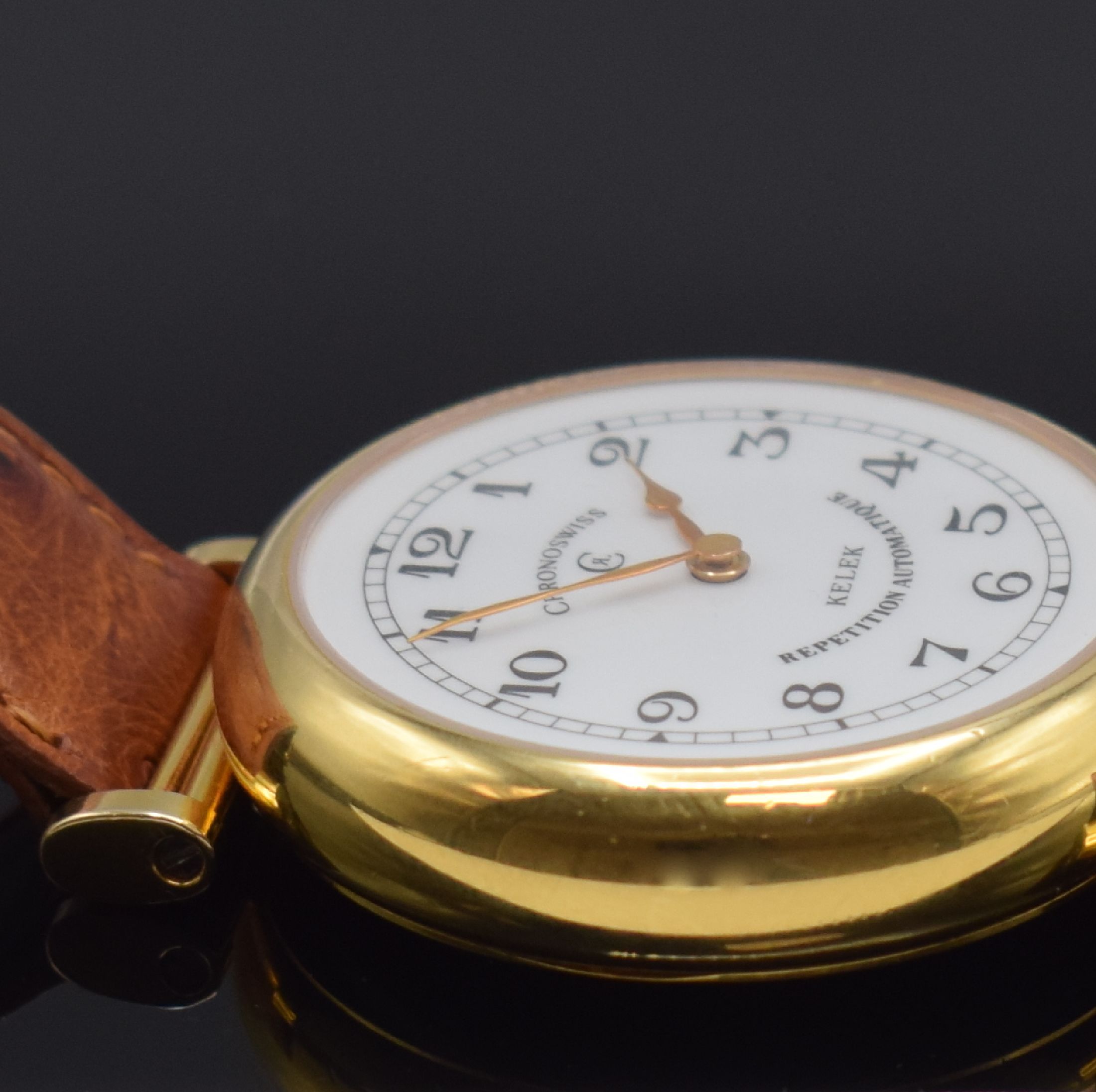 Detail d: CHRONOSWISS / KELEK Herrenarmbanduhr mit 5- Minutenrepetition Referenz CH 8735, Schweiz um 1993, Automatik, verg., beids. vergl. Gehäuse, orig. ...