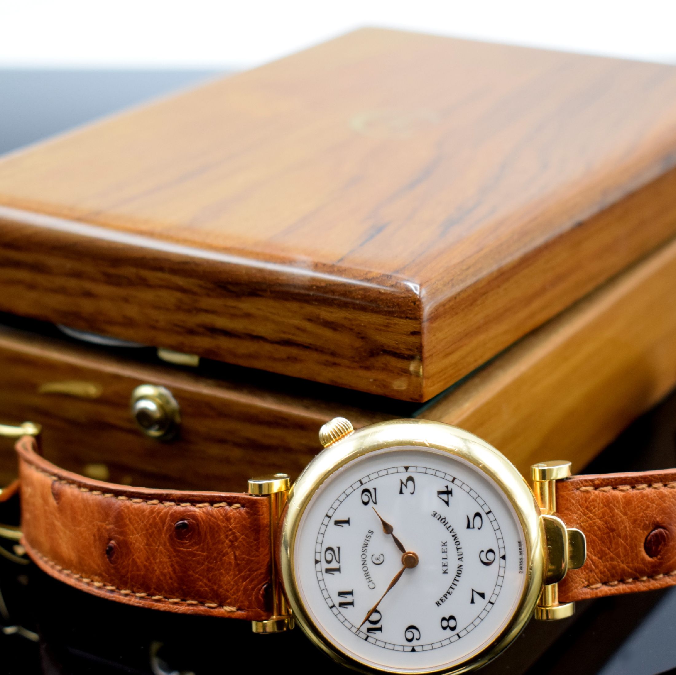 Detail f: CHRONOSWISS / KELEK Herrenarmbanduhr mit 5- Minutenrepetition Referenz CH 8735, Schweiz um 1993, Automatik, verg., beids. vergl. Gehäuse, orig. ...