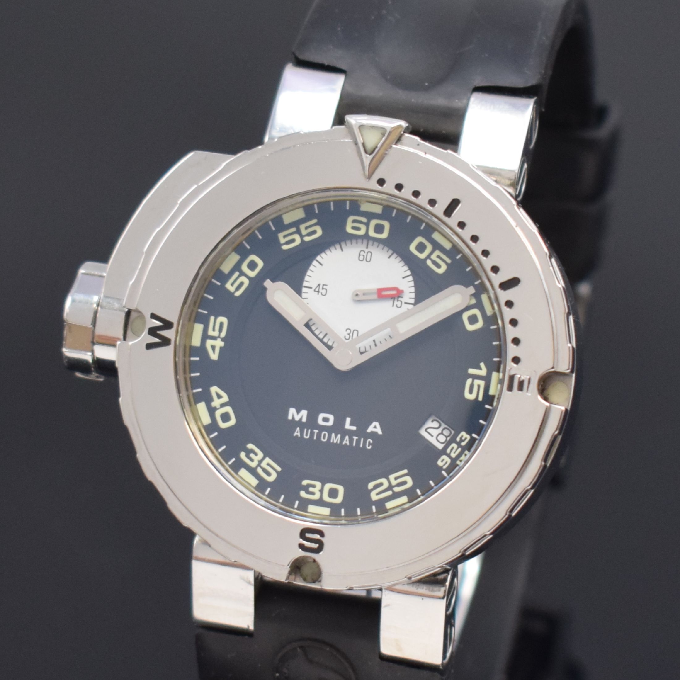 Detail a: MOLA 923M auf 1.000 Stück limitierte Taucheruhr in Stahl, Deutschland verk. lt. beil. Pap. 08/2012, Automatik, beids. vergl. Geh., Boden und Krone ...