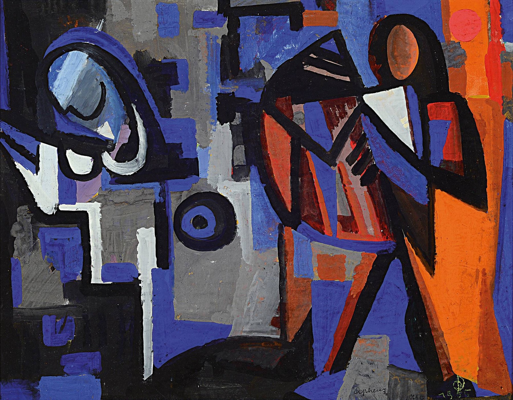 Detail a: Otto Ditscher, 1904-1987 Neuhofen, 2 Arbeiten, beide betitelt Orpheus, Gouache uf Papier, beide signiert und dat. 1952/1955, je ca. 58x41cm, u.Gl., ...