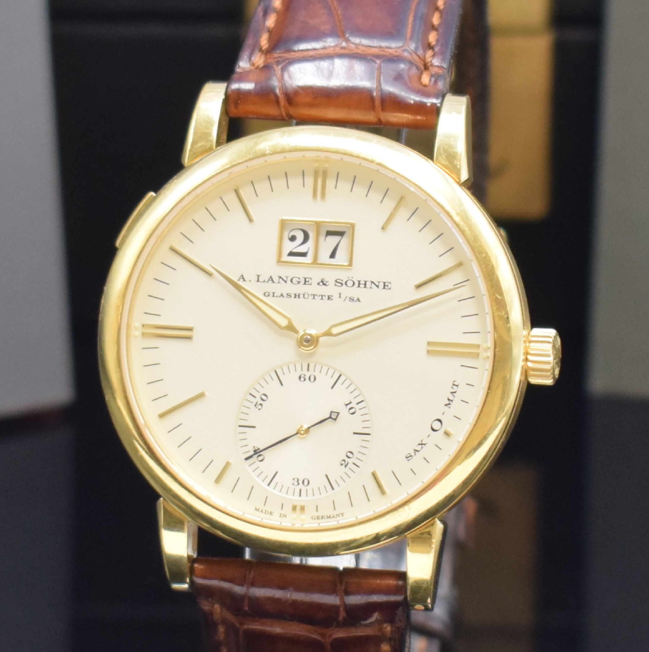 Detail a: A. LANGE & SÖHNE feine Herrenarmbanduhr Langematik Sax-O-Mat in GG 750/000 Referenz 308.021, Deutschland verk. lt. beil. Pap. 11/2002, Automatik, ...
