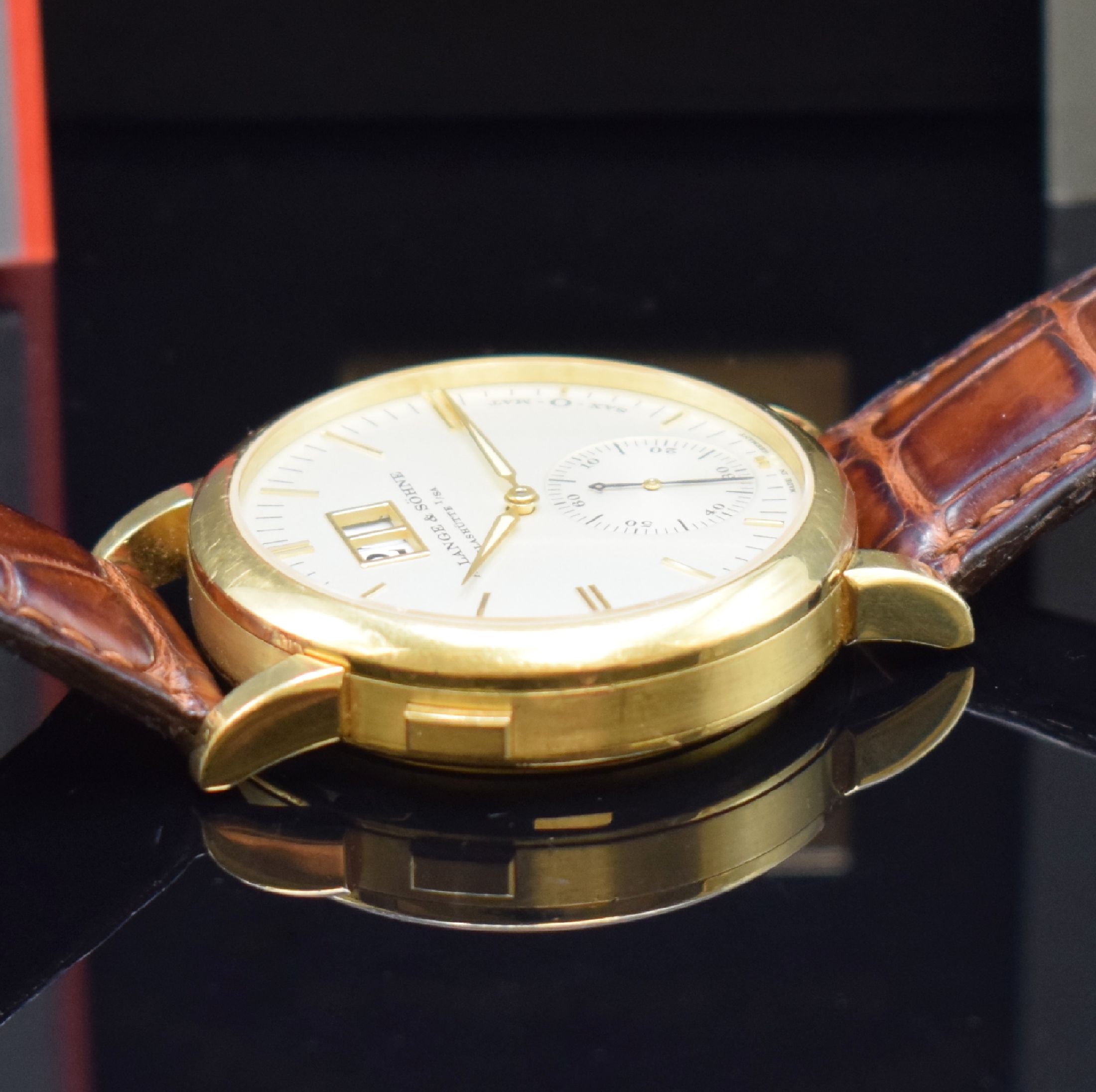 Detail f: A. LANGE & SÖHNE feine Herrenarmbanduhr Langematik Sax-O-Mat in GG 750/000 Referenz 308.021, Deutschland verk. lt. beil. Pap. 11/2002, Automatik, ...