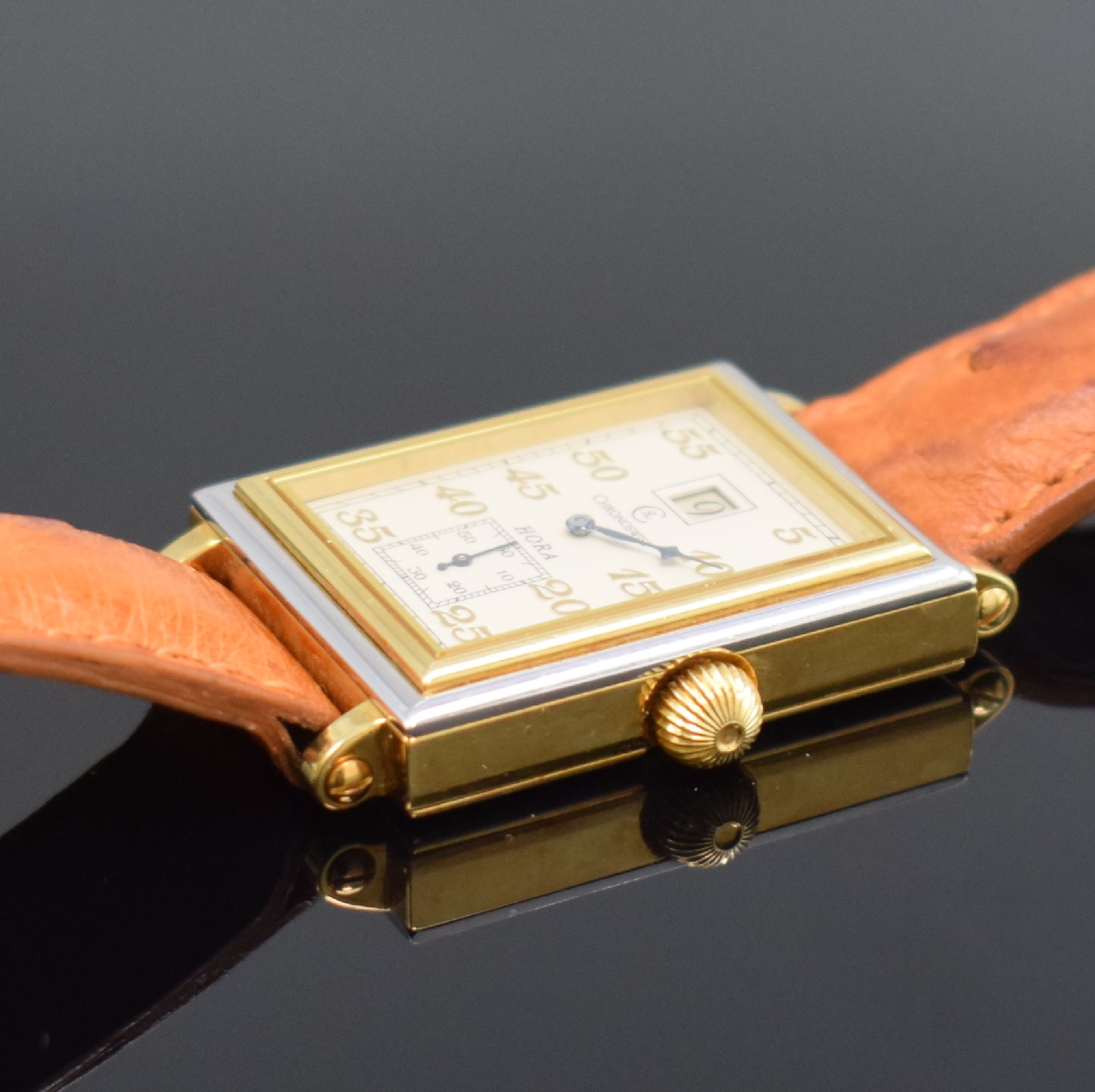 Detail c: CHRONOSWISS limitierte Herrenarmbanduhr Modell Hora Referenz CH 1351, Handaufzug, Schweiz um 1990, GG/WG 750/000 inkl. orig. Lederband m. orig. ...