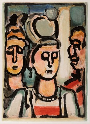Image 26613707 - Georges Rouault, 1871-1958, color aquatint etching from the series: les fleurs du mal, monograph at the bottom right of the print. and dated 1938, approx. 30x22cm