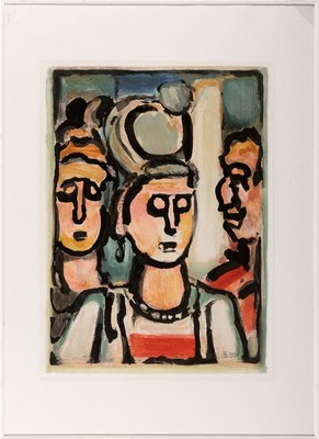26613707k - Georges Rouault, 1871-1958, color aquatint etching from the series: les fleurs du mal, monograph at the bottom right of the print. and dated 1938, approx. 30x22cm