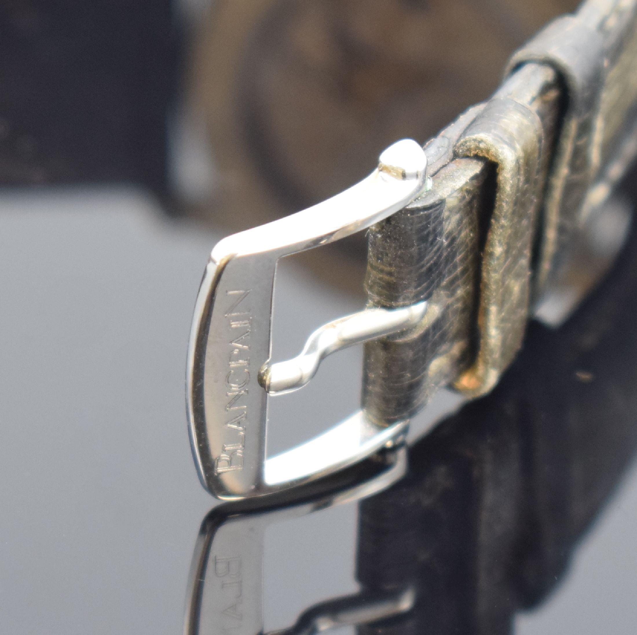 Detail c: BLANCPAIN Ultra Slim Chronometer Herrenarmbanduhr in Stahl, Schweiz um 2000, Handaufzug, beids. vergl. Geh., Boden aufgedr., Lederband m. orig. ...