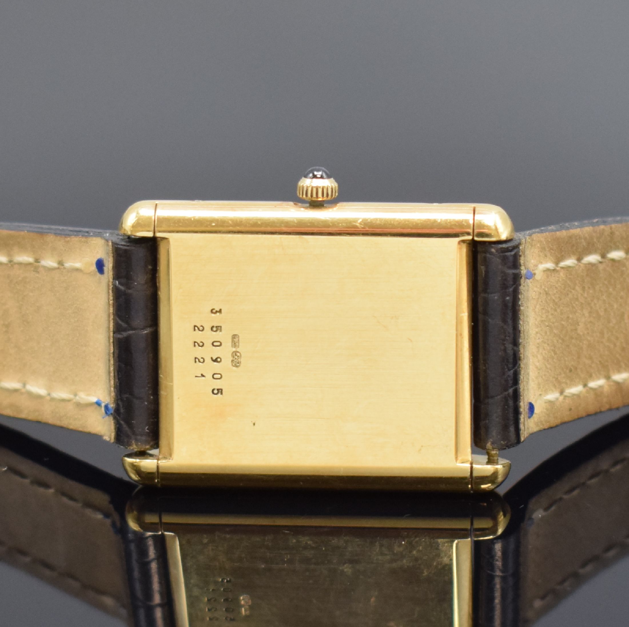 Detail c: CHOPARD Damenarmbanduhr in GG 750/000 Referenz2221, Schweiz um 1980, quarz, 4-fach verschr. Gehäuse, weißes Zifferbl. m. röm. Zahlen, schwarze ...
