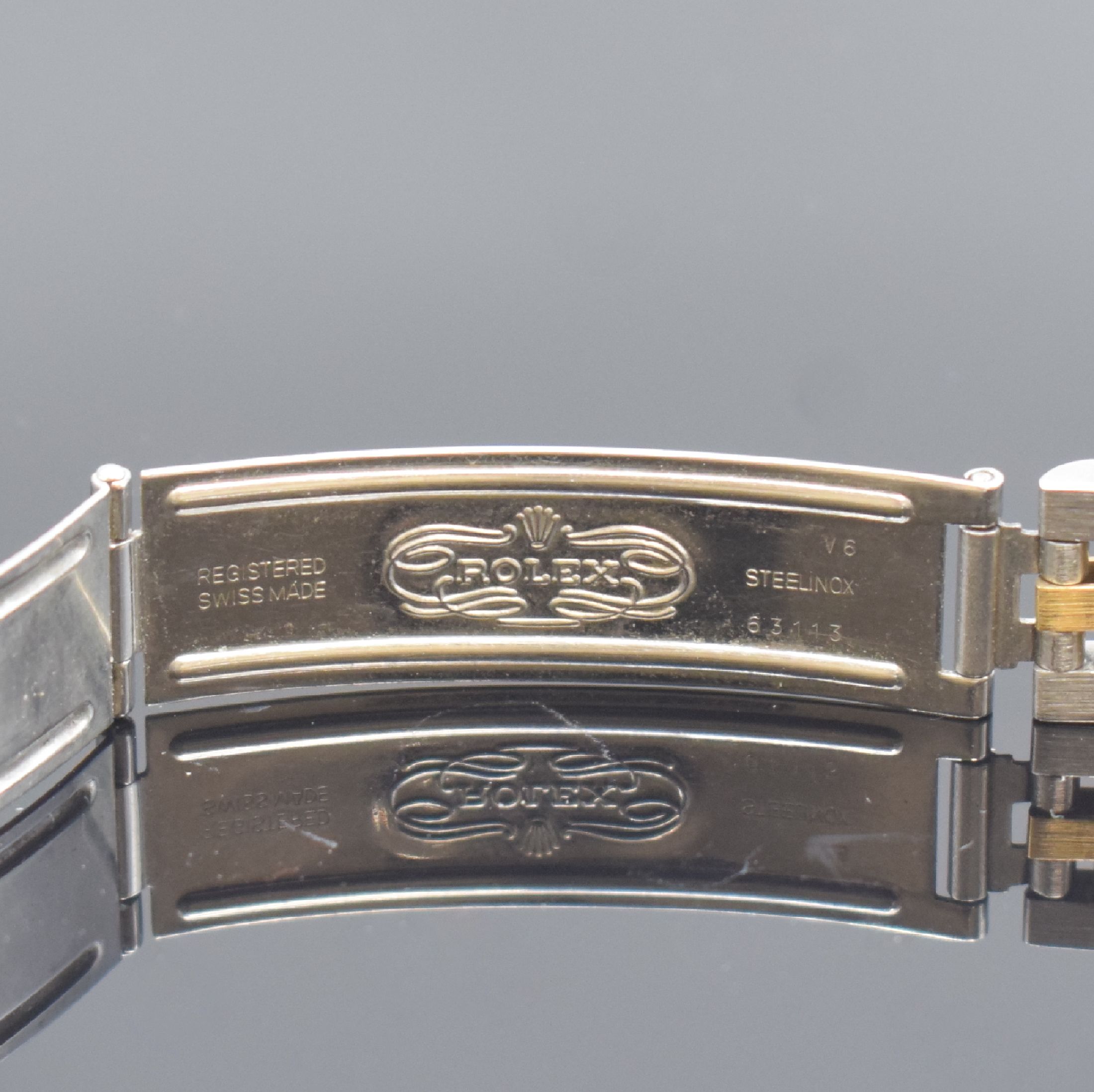 Detail e: ROLEX Oyster Perpetual Datejust Armbanduhr in Stahl/Gold Referenz 68273, Schweiz um 1994, Automatik, Oystergeh., orig. Jubileeband, Boden und Krone ...