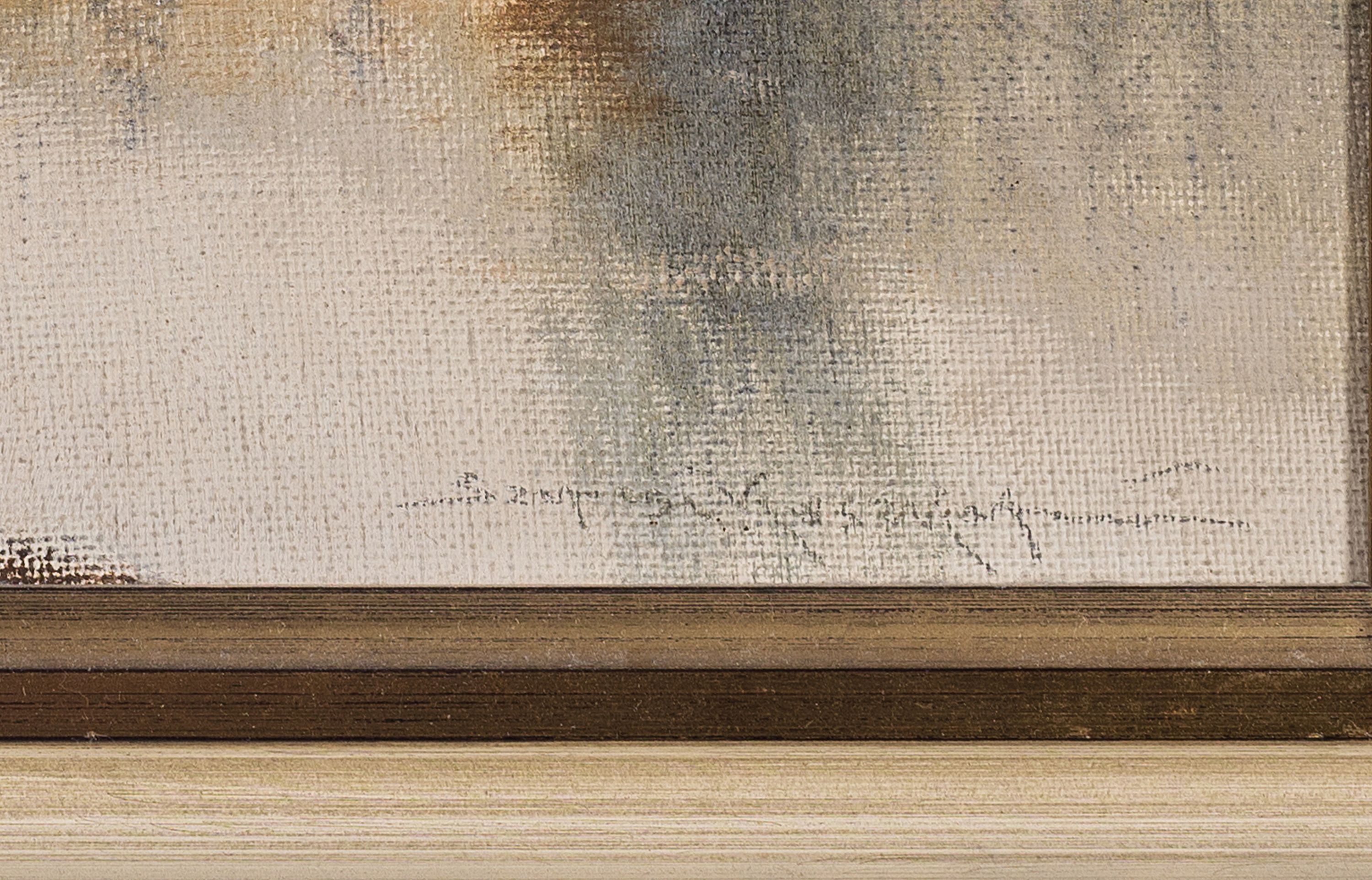 Detail a: Jenö Szepesi Kuszka, 1885-1948, Winterlandschaft mit Hütten am See, Öl/Lwd, rechts unten signiert, impressionistische Malweise, gelungene ...