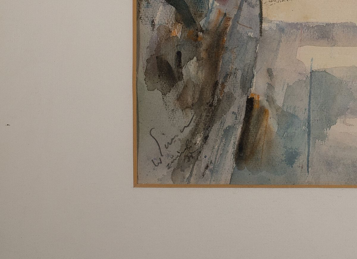 Detail a: Walter Eimer, 1899 Ladenburg-1983 Heidelberg, Blick auf Zürich am Bellevue, auf dem Rahmen bez.: 1963 Zürich über der Rämistraße, Aquarell auf ...