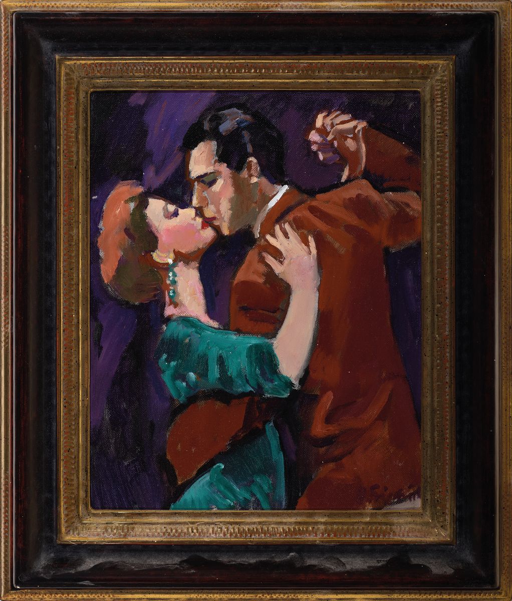 Detail k: Heinz Friedrich, 1924-2018 Schwetzingen, Studium an der Akademie Karlsruhe bei Laible und Schnarrenberger, hier: 2 Ölgemälde von Tango tanzenden ...