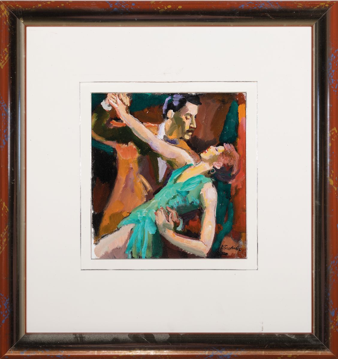 Detail l: Heinz Friedrich, 1924-2018 Schwetzingen, Studium an der Akademie Karlsruhe bei Laible und Schnarrenberger, hier: 2 Ölgemälde von Tango tanzenden ...