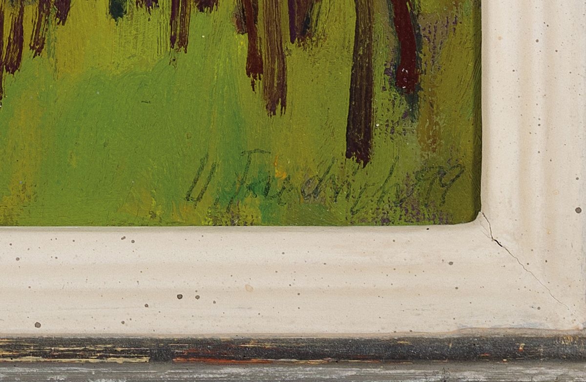 Detail b: Heinz Friedrich, 1924-2018 Schwetzingen, Studium an der Akademie Karlsruhe bei Laible und Schnarrenberger, hier: 2 Ölgemälde, 1) Blick auf Weyher, ...