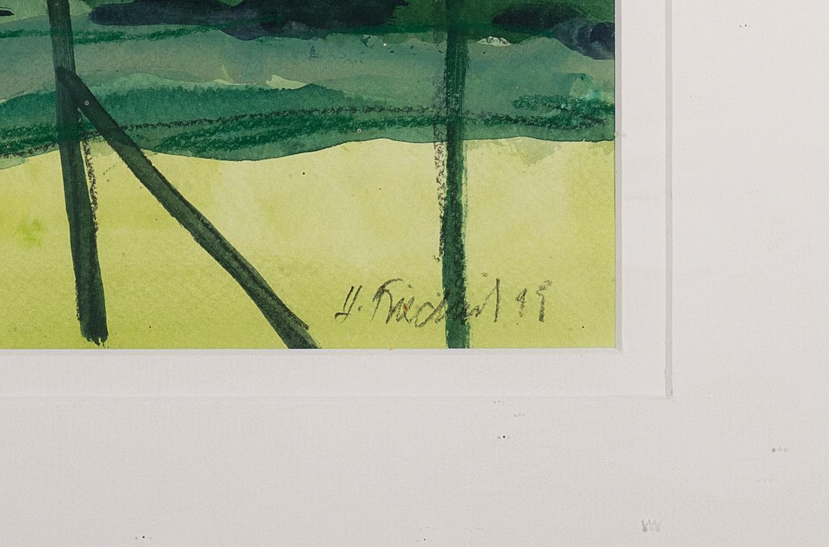 Detail c: Heinz Friedrich, 1924-2018 Schwetzingen, Studium an der Akademie Karlsruhe bei Laible und Schnarrenberger, hier: drei Aquarelle mit Landschaften, ...