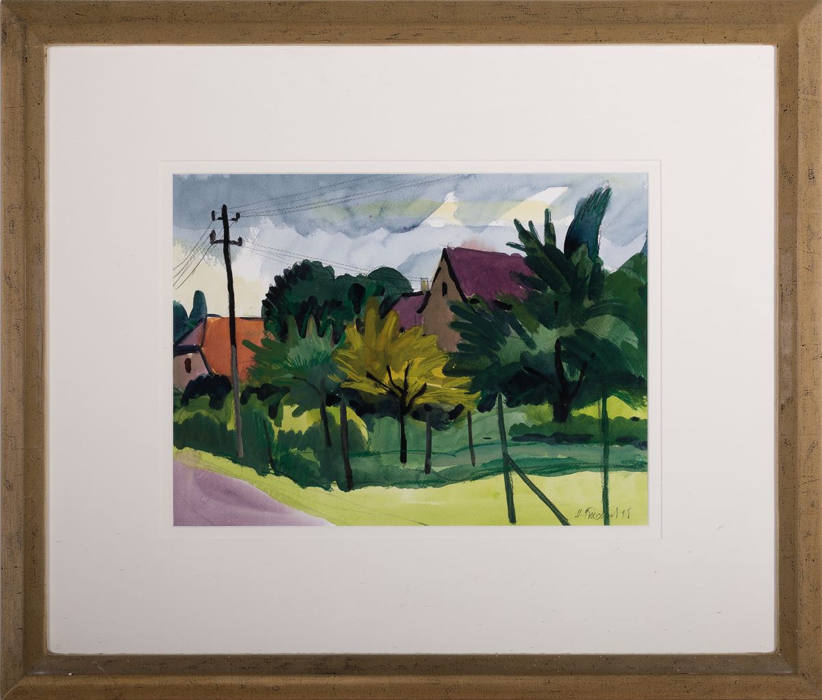 Detail k: Heinz Friedrich, 1924-2018 Schwetzingen, Studium an der Akademie Karlsruhe bei Laible und Schnarrenberger, hier: drei Aquarelle mit Landschaften, ...