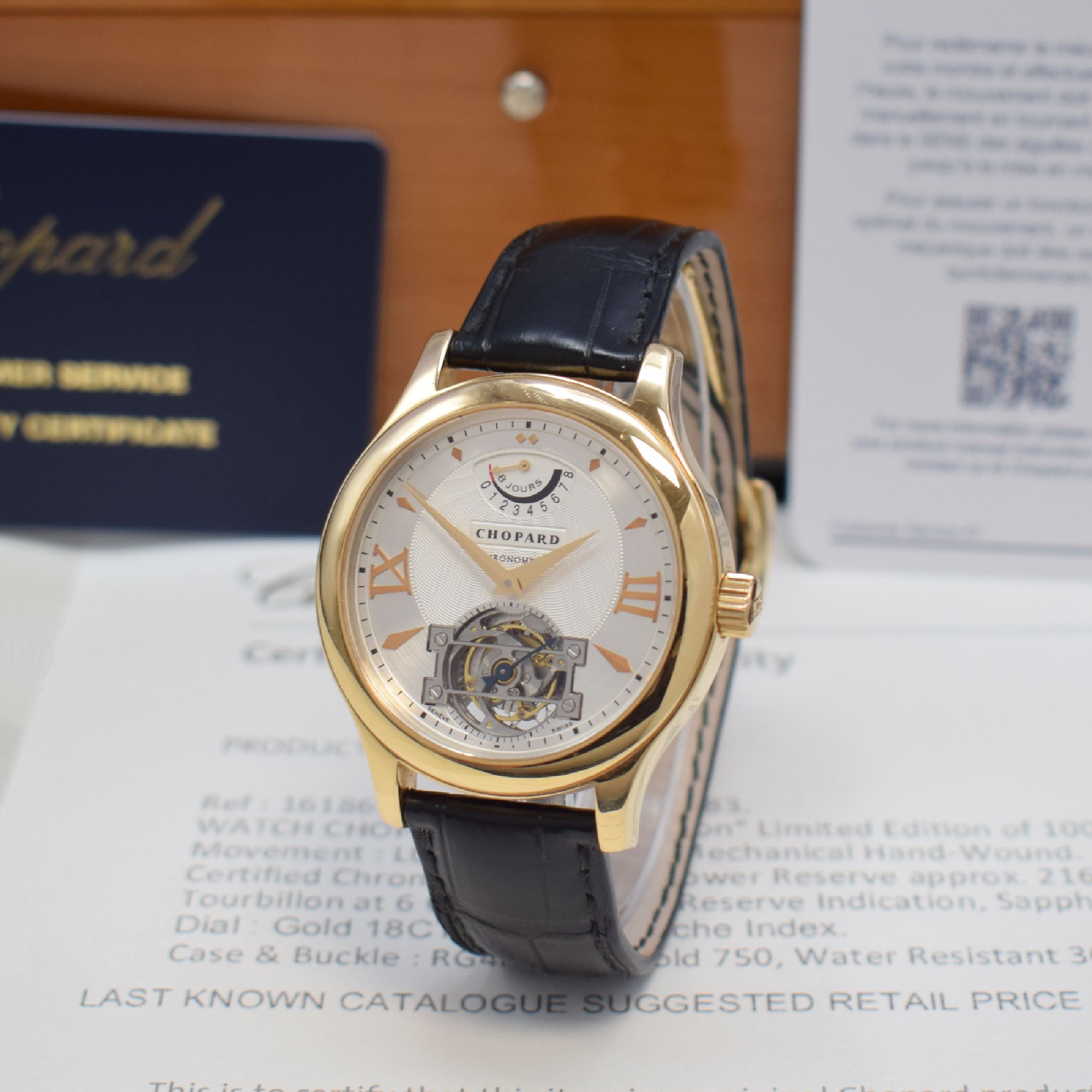 CHOPARD LUC Tourbillon auf 100 Stück limitierte Herrenarmbanduhr in RoseG 750/000 Referenz 161869-5001, Schweiz um 2010, Handaufzug, beids. vergl. ...