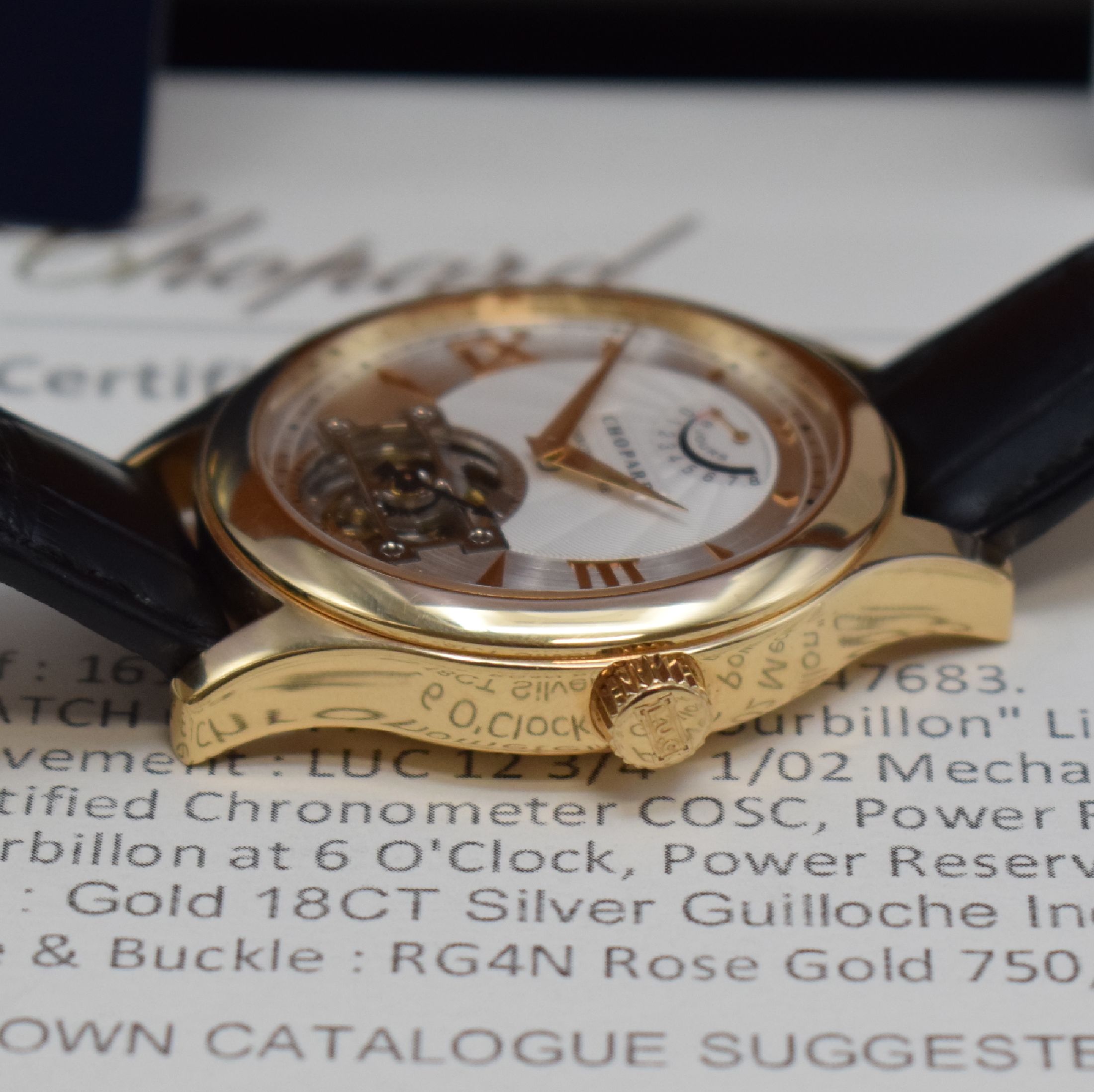 Detail d: CHOPARD LUC Tourbillon auf 100 Stück limitierte Herrenarmbanduhr in RoseG 750/000 Referenz 161869-5001, Schweiz um 2010, Handaufzug, beids. vergl. ...