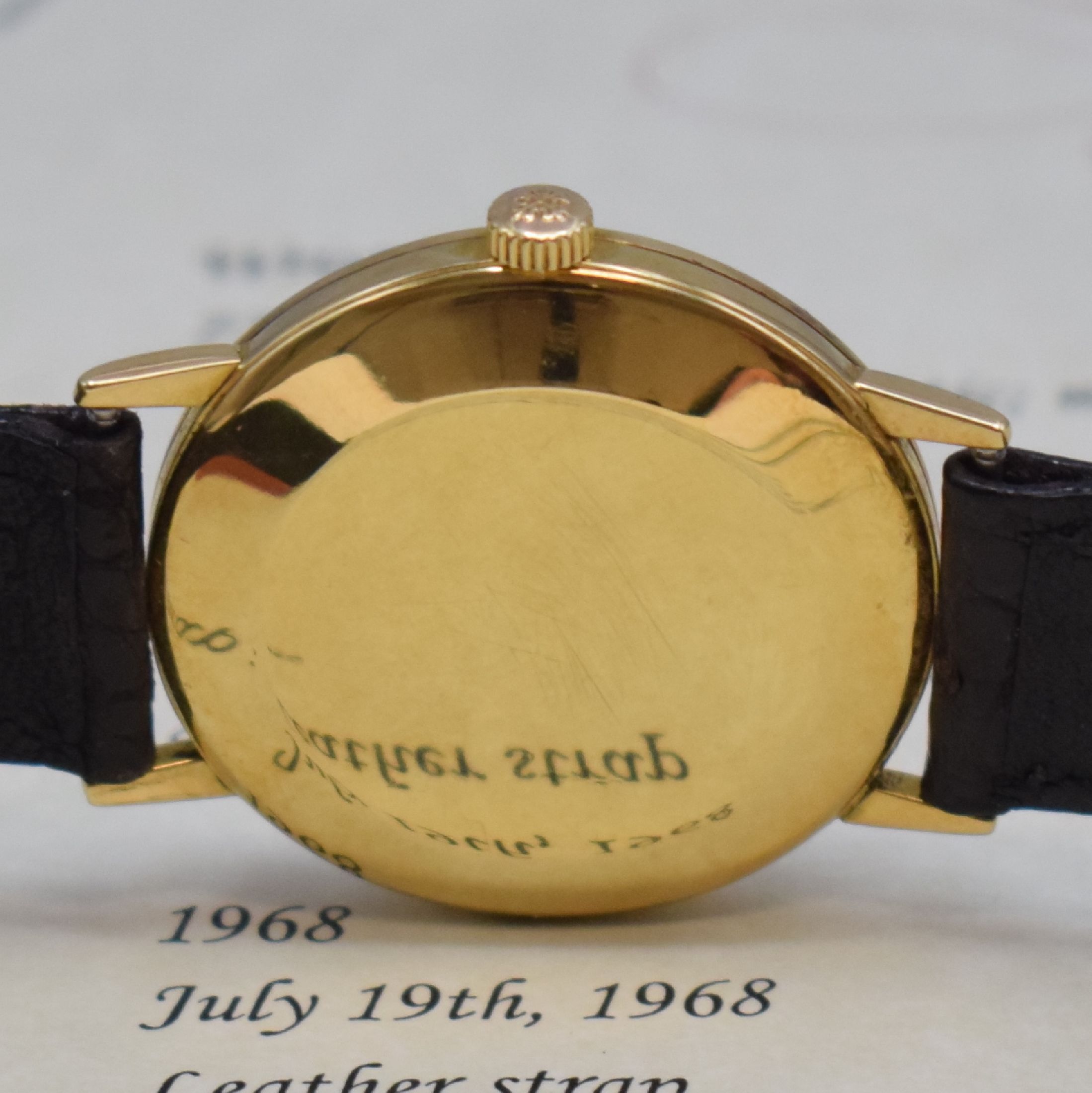 Detail c: PATEK PHILIPPE Kaliber 27-AM400 Herrenarmbanduhr in GG 750/000 Referenz 3410, Schweiz 1968, Handaufzug, 3-teil. Geh., Boden u. Glasrand aufgedr., ...