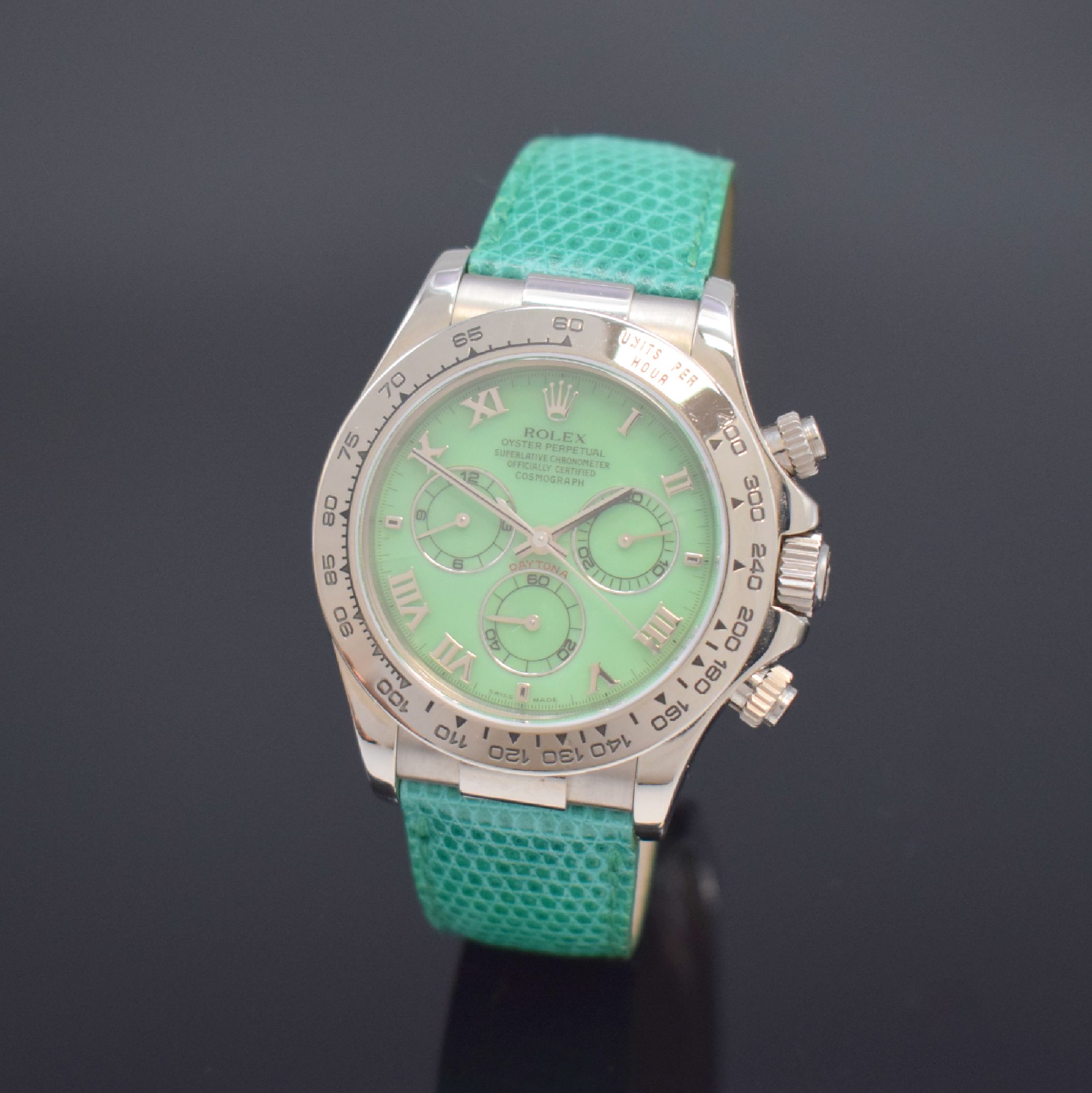 ROLEX Herrenarmbanduhr Oyster Perpetual Cosmograph Daytona "Beach" Armbandchronograph in WG 750/000 Referenz 116519, Schweiz um 2000, ...