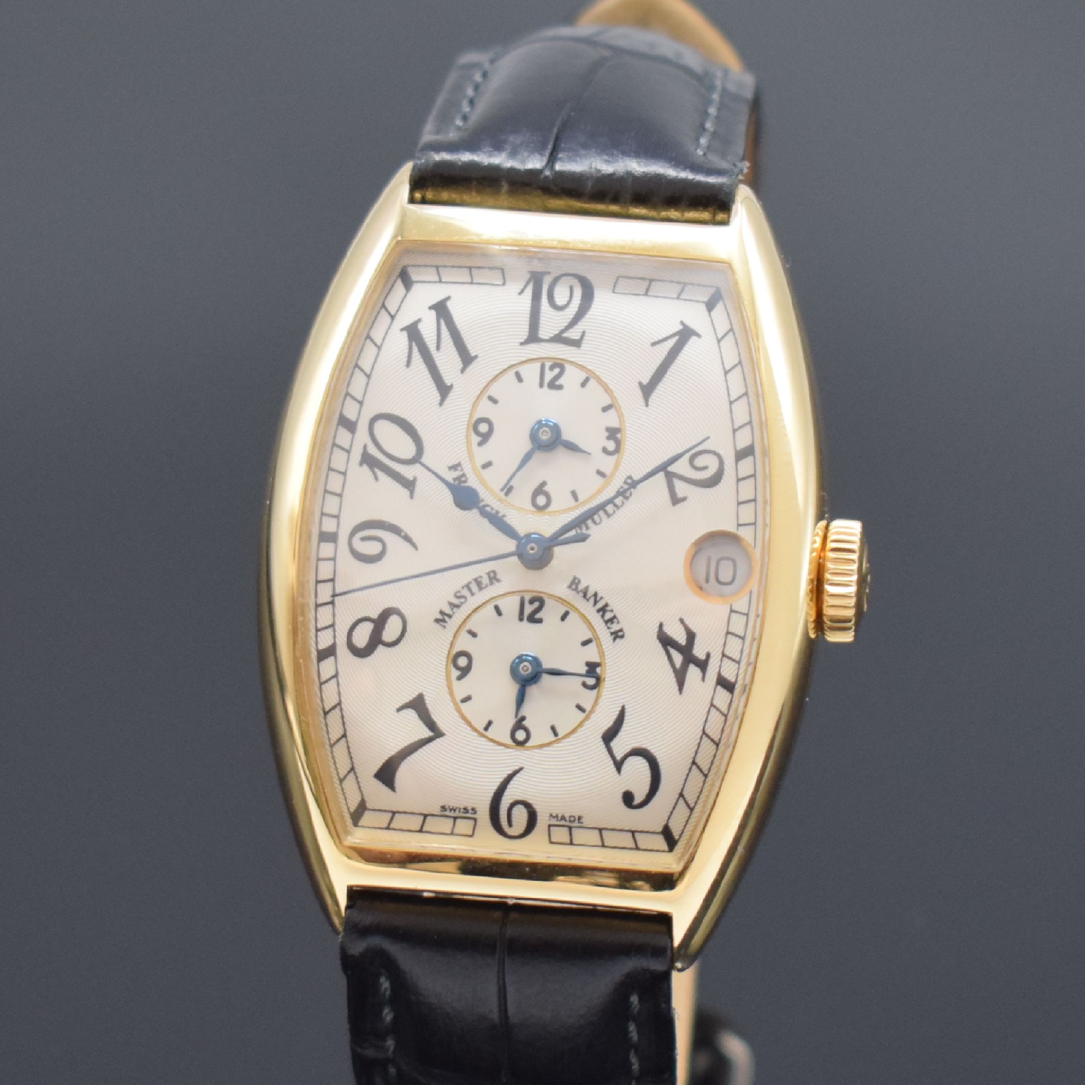 Detail a: FRANCK MULLER Master Banker Herrenarmbanduhr mit 3 Zeitzonen in GG 750/000 Referenz 5850MB, Schweiz um 2010, Automatik, 2-teil. tonneau-förm. Geh., ...