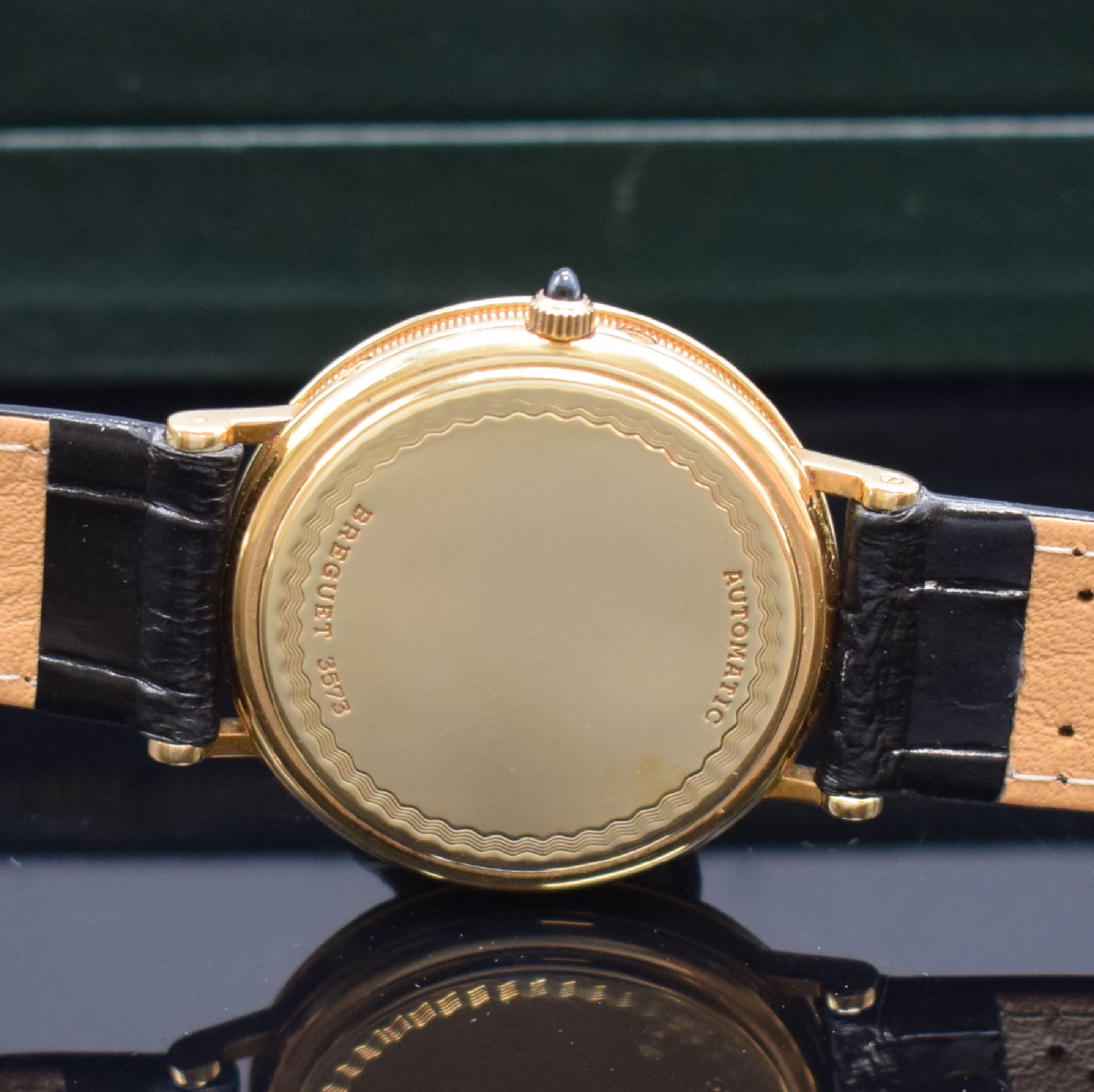 Detail e: BREGUET astronomische Herrenarmbanduhr mit ewigem Kalender Referenz BA 3310 in GG 750/000, Schweiz verk. lt. orig. Pap. 1988, Automatik, gedr. Geh., ...