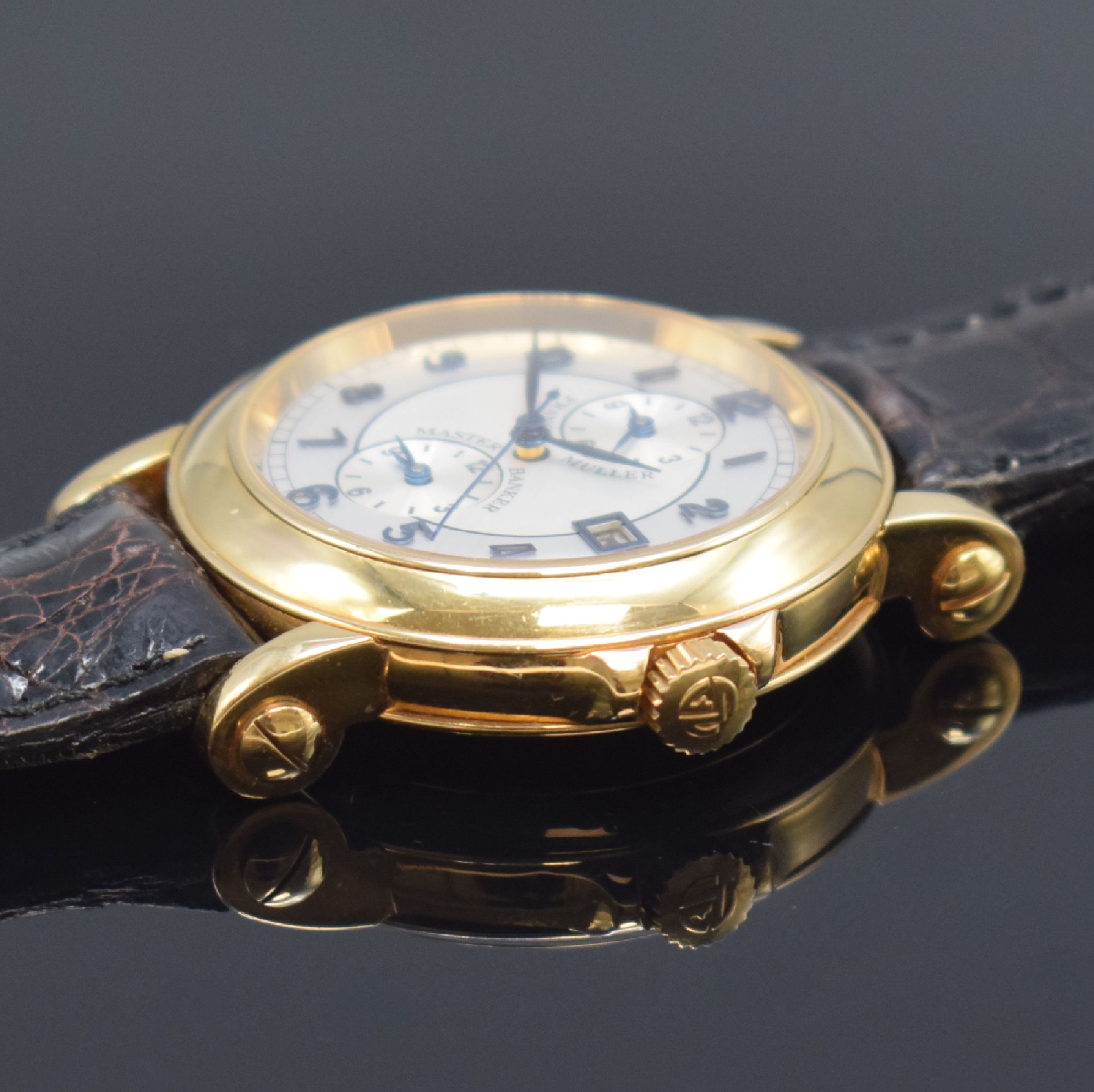 Detail b: FRANCK MULLER Master Banker Herrenarmbanduhr Referenz 7000MB in RoseG 750/000, Schweiz um 2000, 3-teil. Geh., Boden u. Glasrand aufgedr., silb. ...