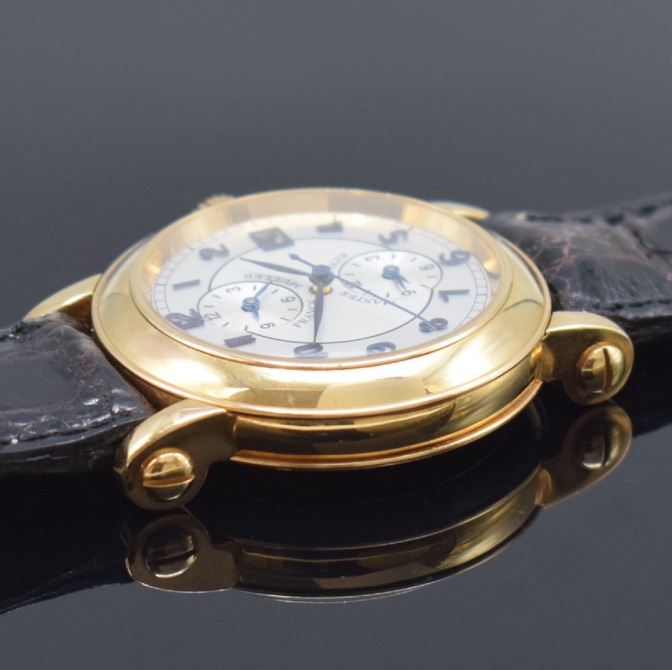 Detail c: FRANCK MULLER Master Banker Herrenarmbanduhr Referenz 7000MB in RoseG 750/000, Schweiz um 2000, 3-teil. Geh., Boden u. Glasrand aufgedr., silb. ...