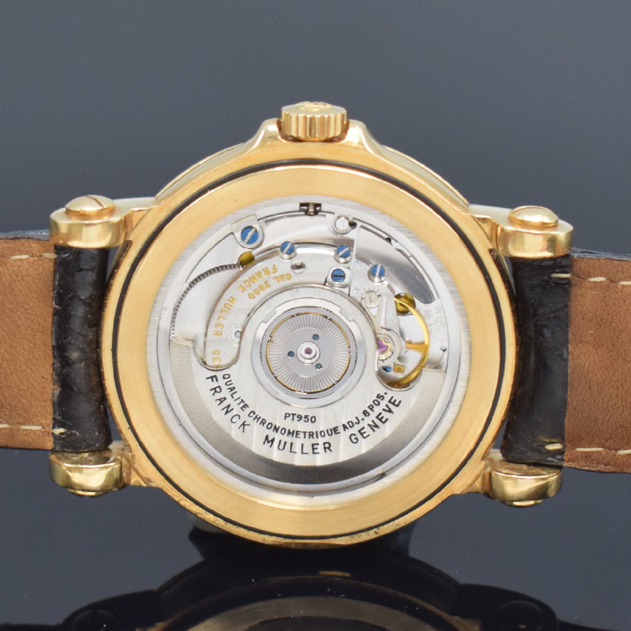 Detail e: FRANCK MULLER Master Banker Herrenarmbanduhr Referenz 7000MB in RoseG 750/000, Schweiz um 2000, 3-teil. Geh., Boden u. Glasrand aufgedr., silb. ...