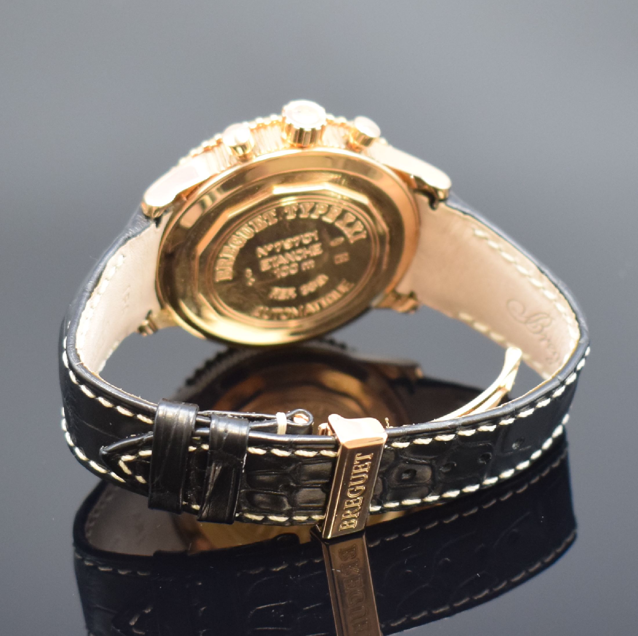Detail b: BREGUET Type XXI Flyback Chronograph in RG 750/000 Referenz 3810, Schweiz um 2015, Automatik, großes verschr. Geh., beids. drehb. Goldlünette m. ...