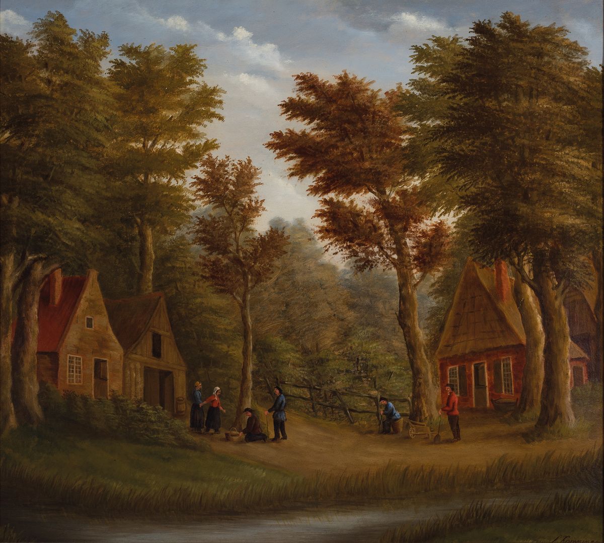 Simon Kamminga, 1895-1984 Leeuwarden, 2 Pendants mit dörflichen Szenen, Öl/Lwd, beide sign., je ca. 58x67cm, R. ca. 70x76cm