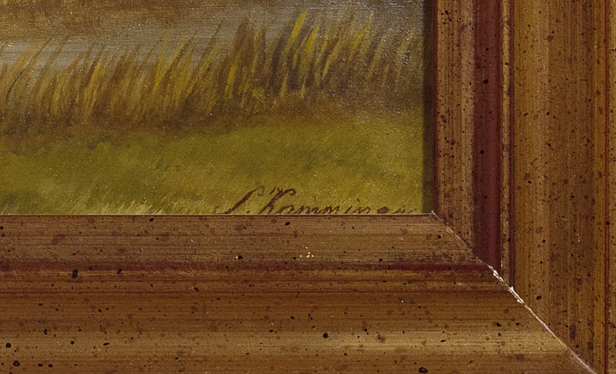 Detail b: Simon Kamminga, 1895-1984 Leeuwarden, 2 Pendants mit dörflichen Szenen, Öl/Lwd, beide sign., je ca. 58x67cm, R. ca. 70x76cm